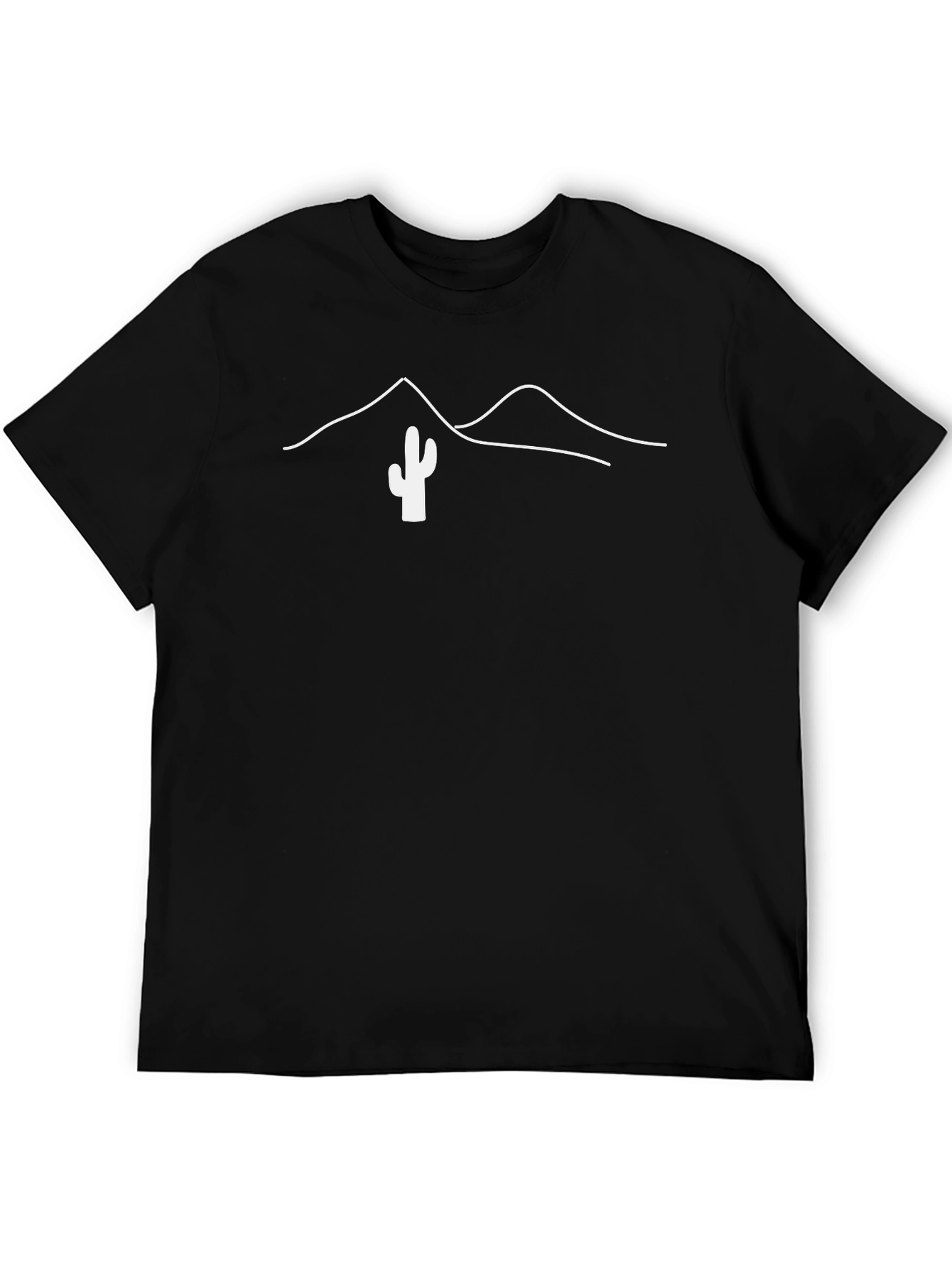 Desert Cactus & Mountain Black Graphic Tee