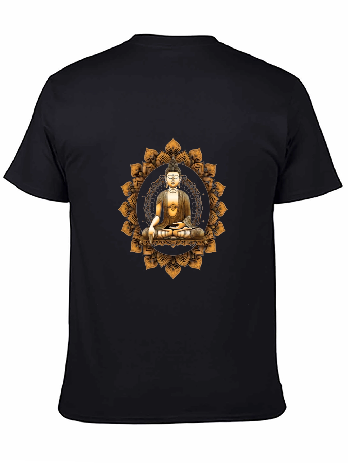 Buddha Mandala Graphic Tee - Black Cotton Comfort