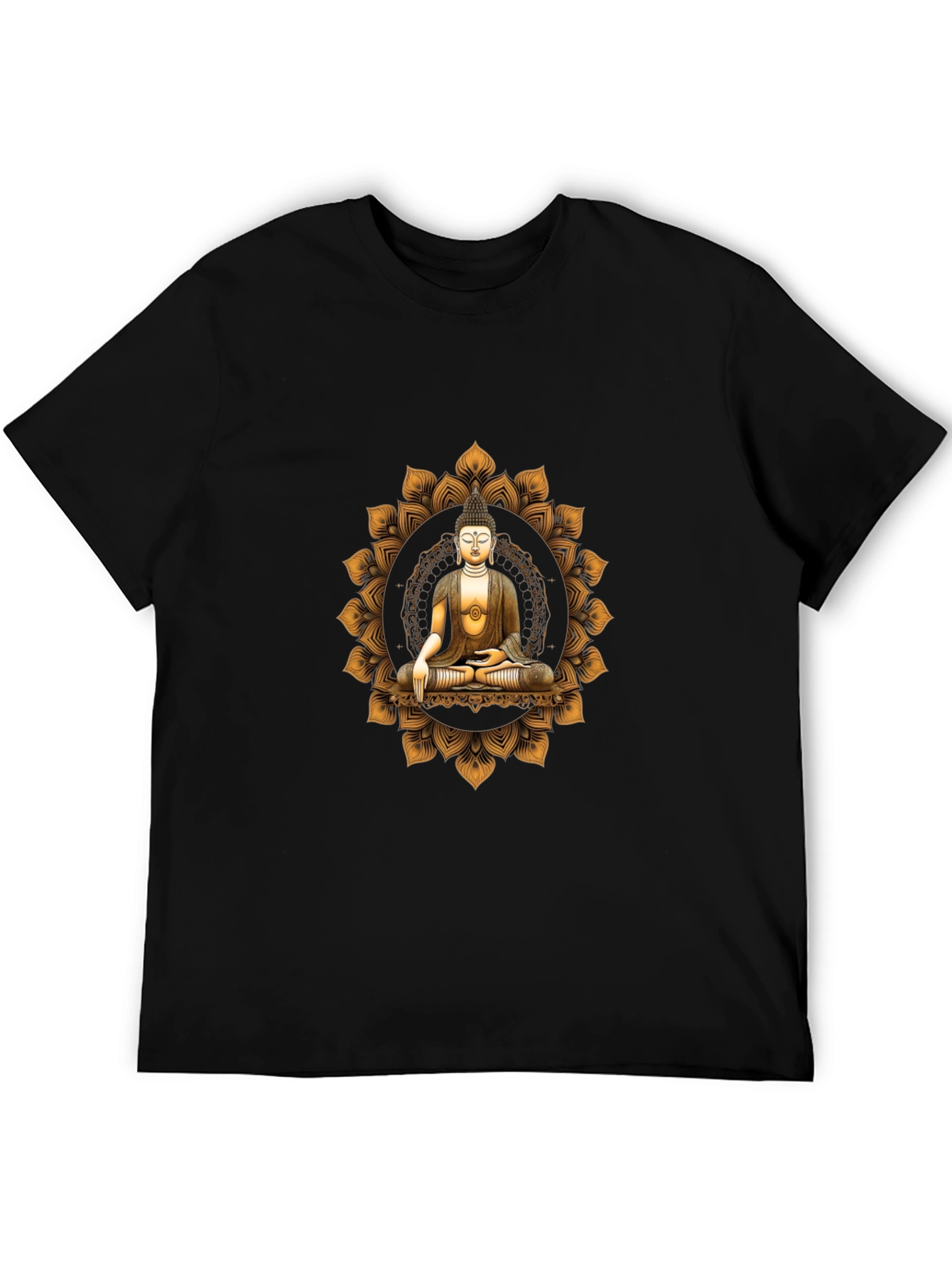 Buddha Mandala Graphic Tee - Black Cotton Comfort