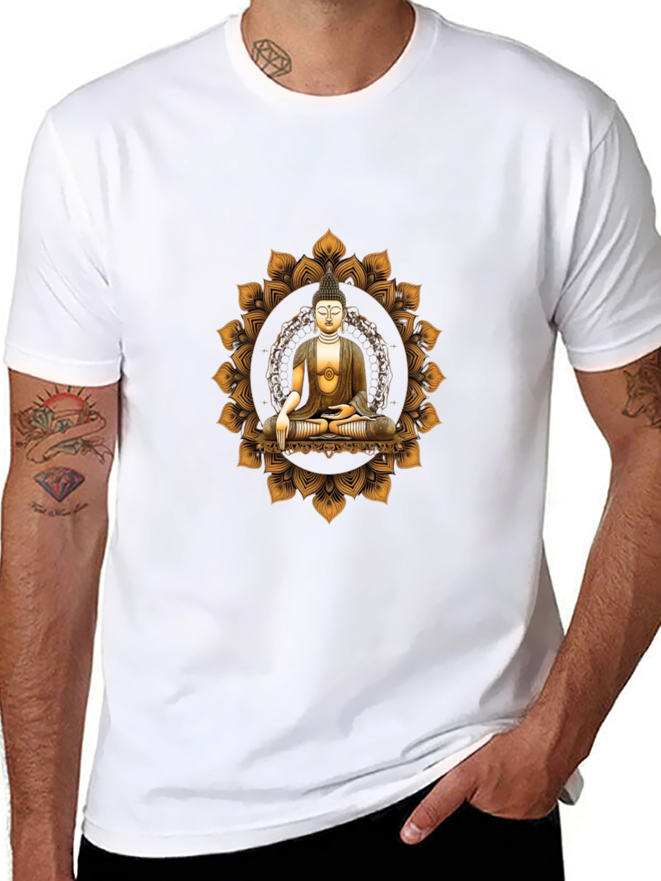 Buddha Mandala Graphic Tee - Black Cotton Comfort