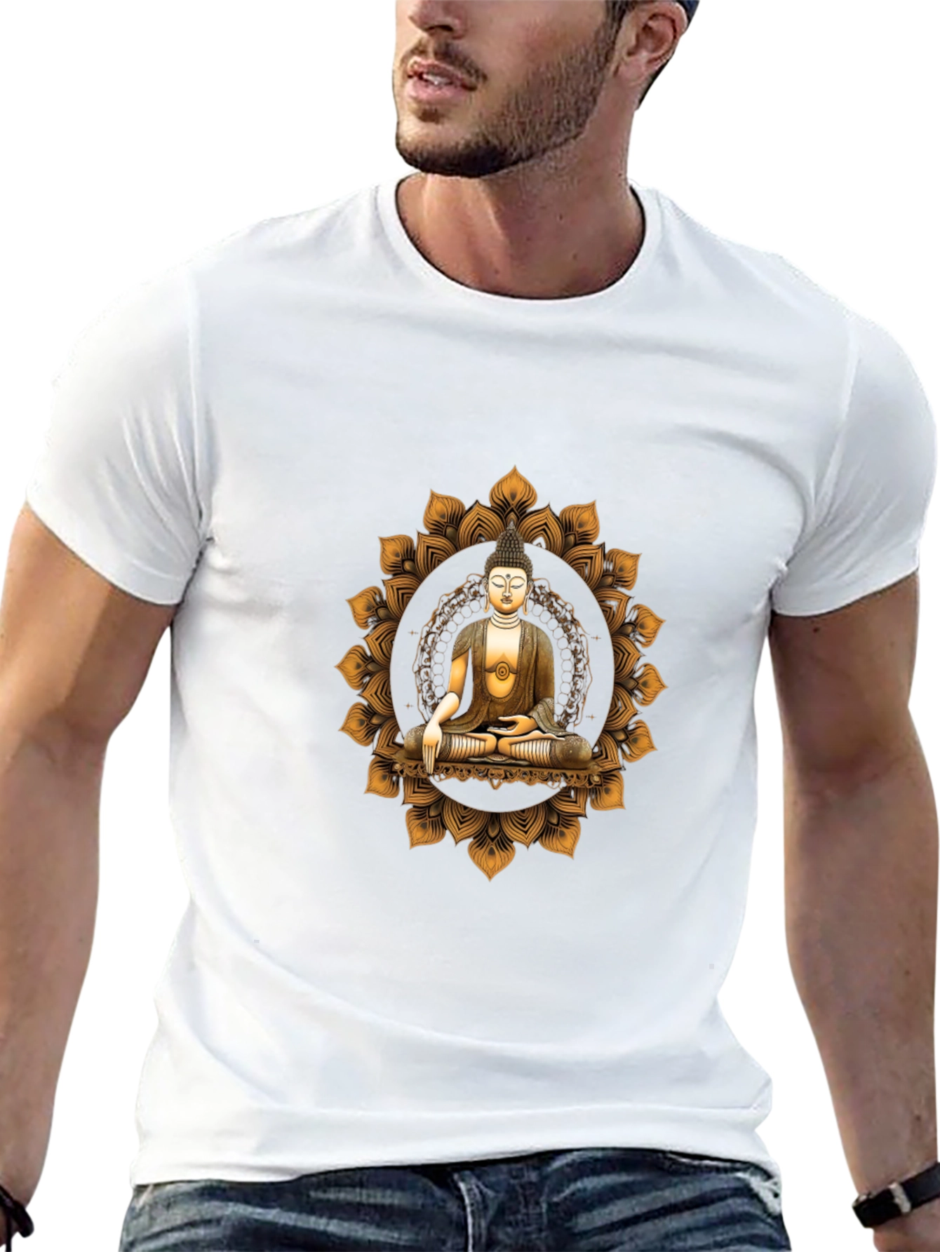 Buddha Mandala Graphic Tee - Black Cotton Comfort