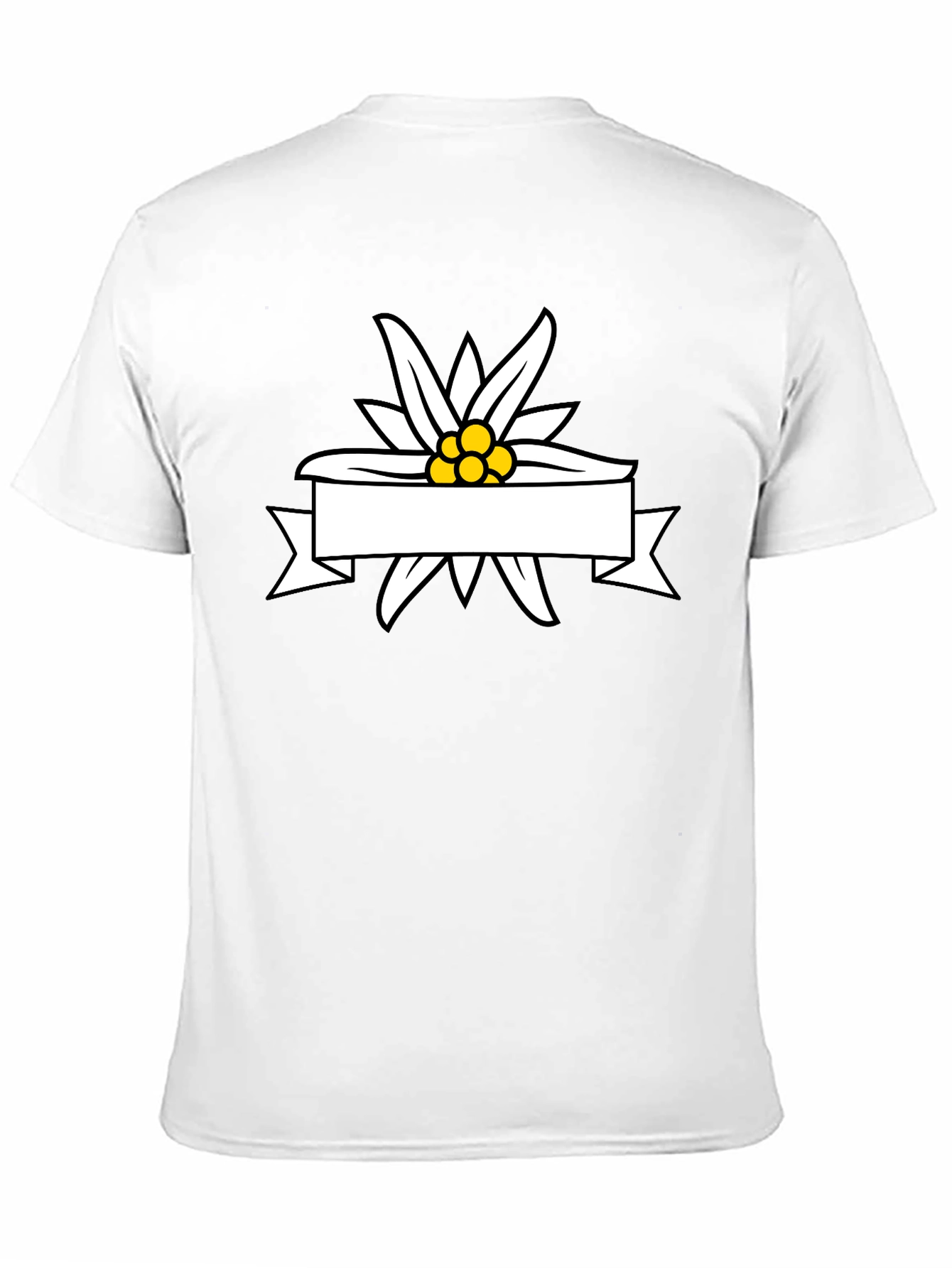 Edelweiss Flower Ribbon Graphic Tee - Stylish Black T-Shirt