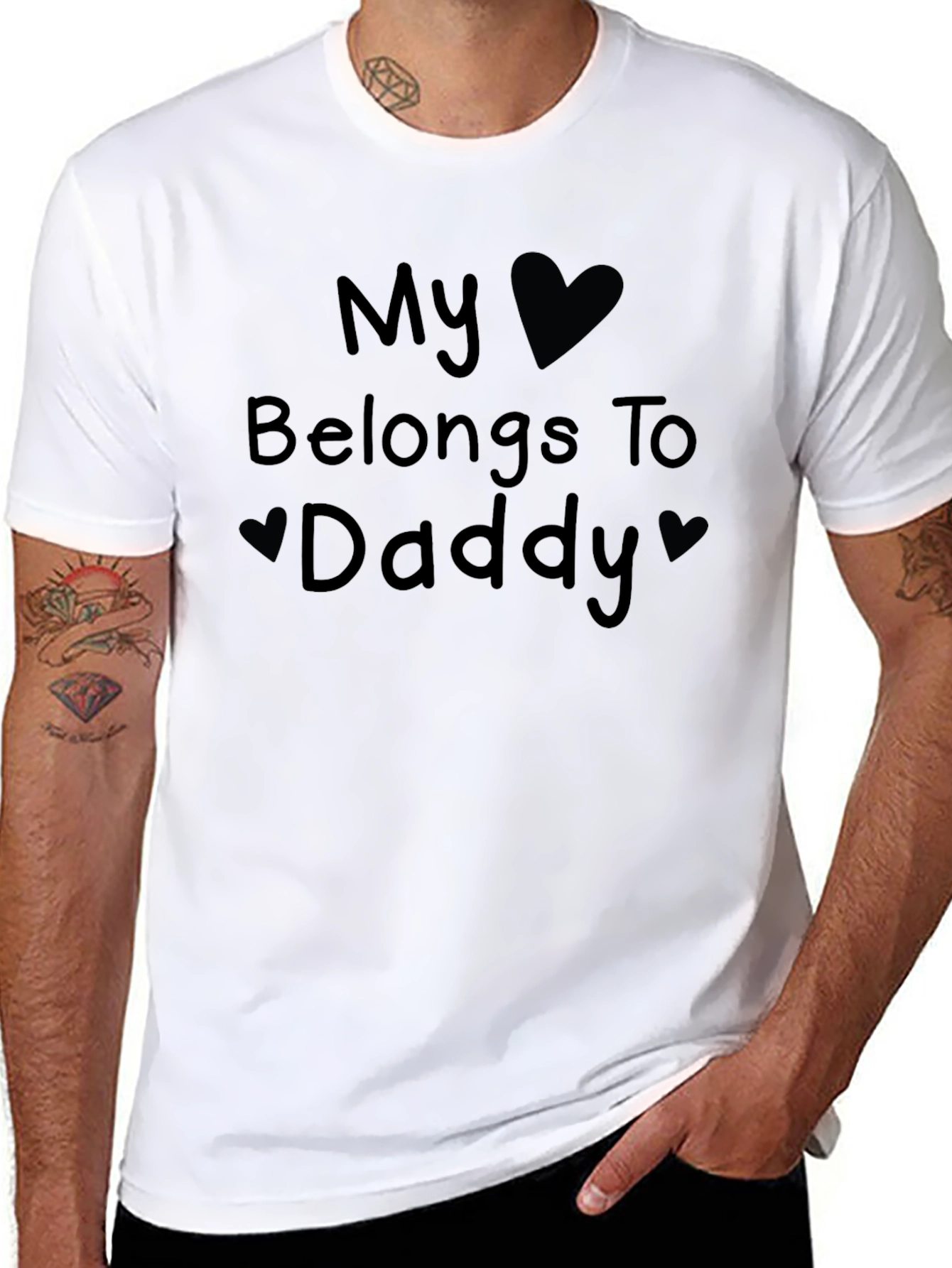 My Heart Belongs To Daddy Black Graphic T-Shirt