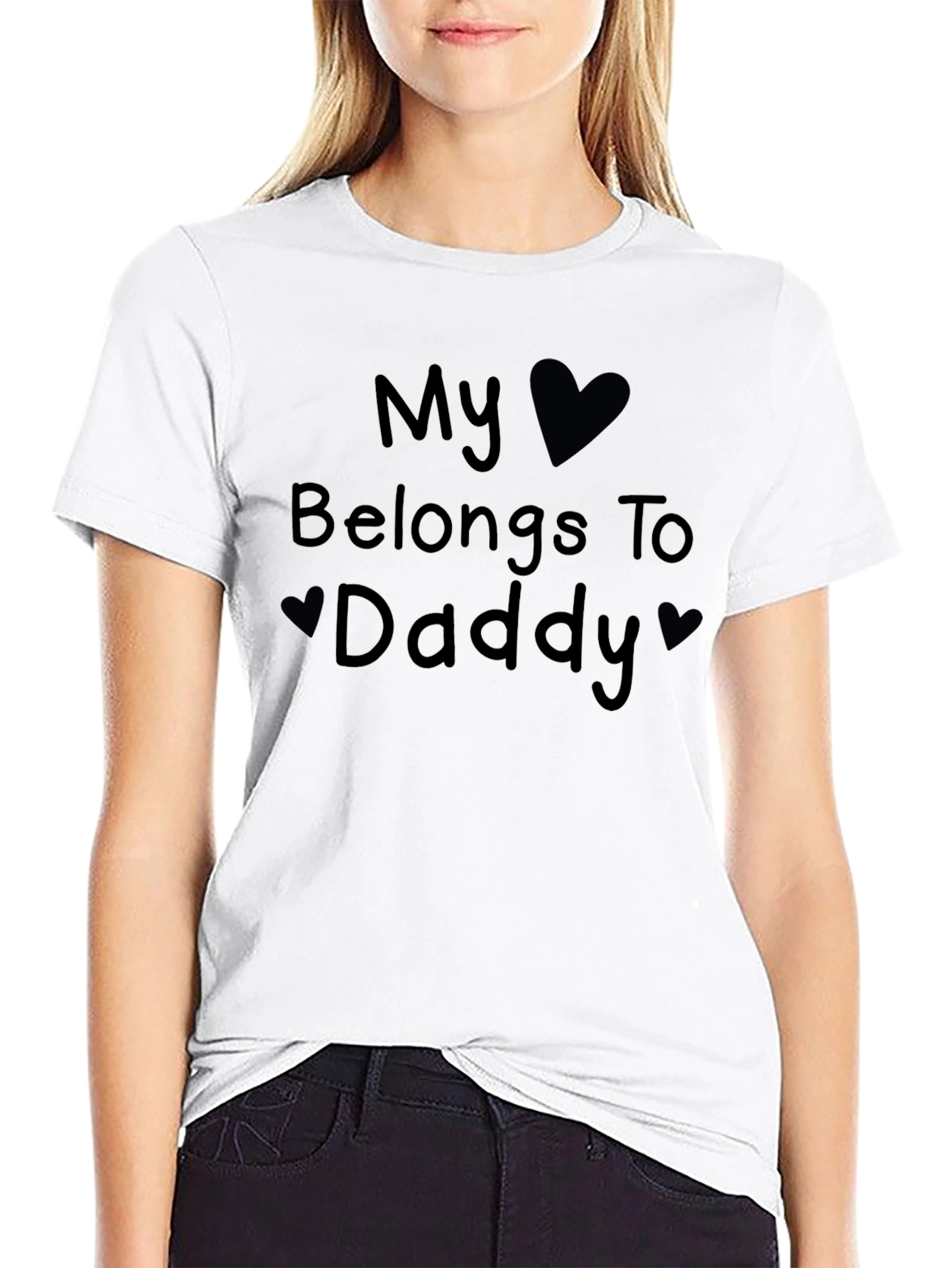 My Heart Belongs To Daddy Black Graphic T-Shirt