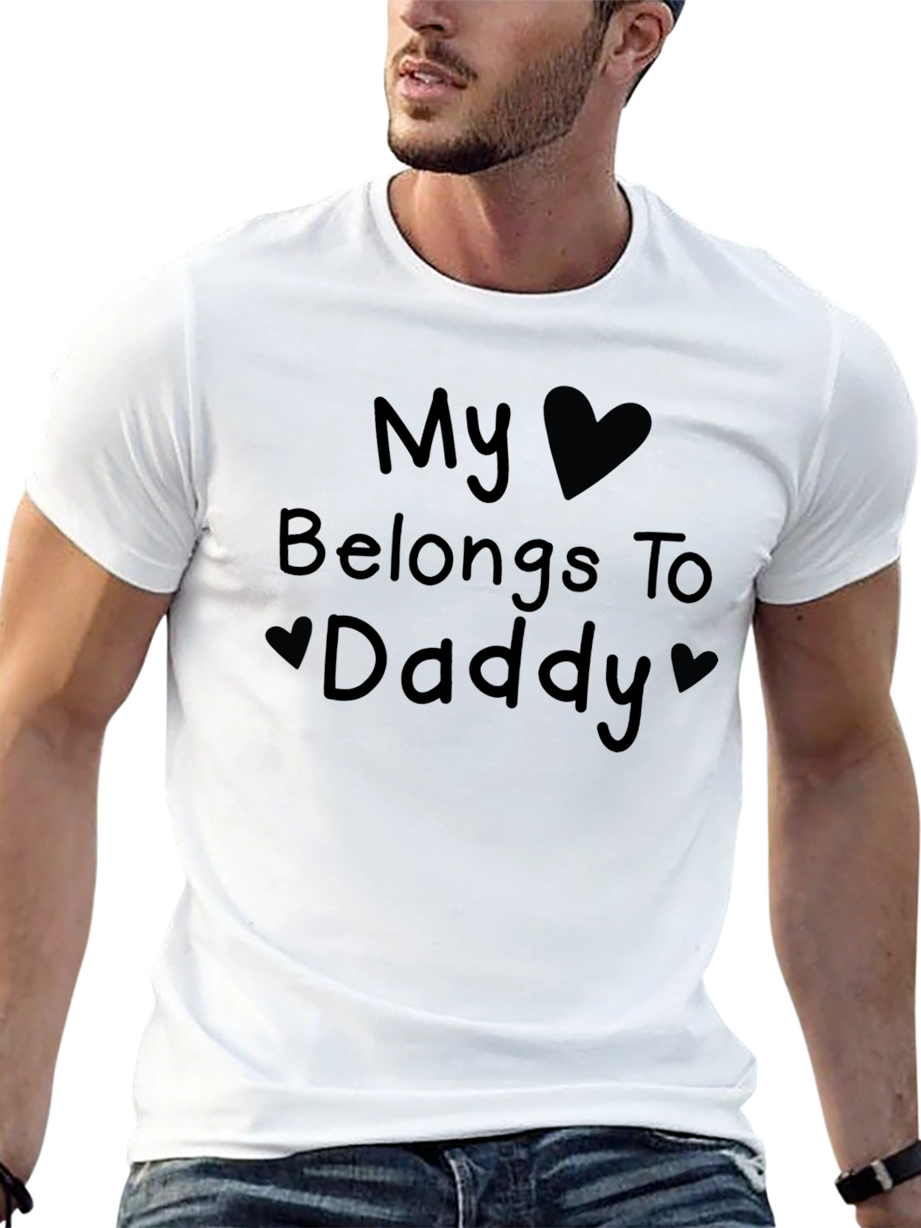 My Heart Belongs To Daddy Black Graphic T-Shirt