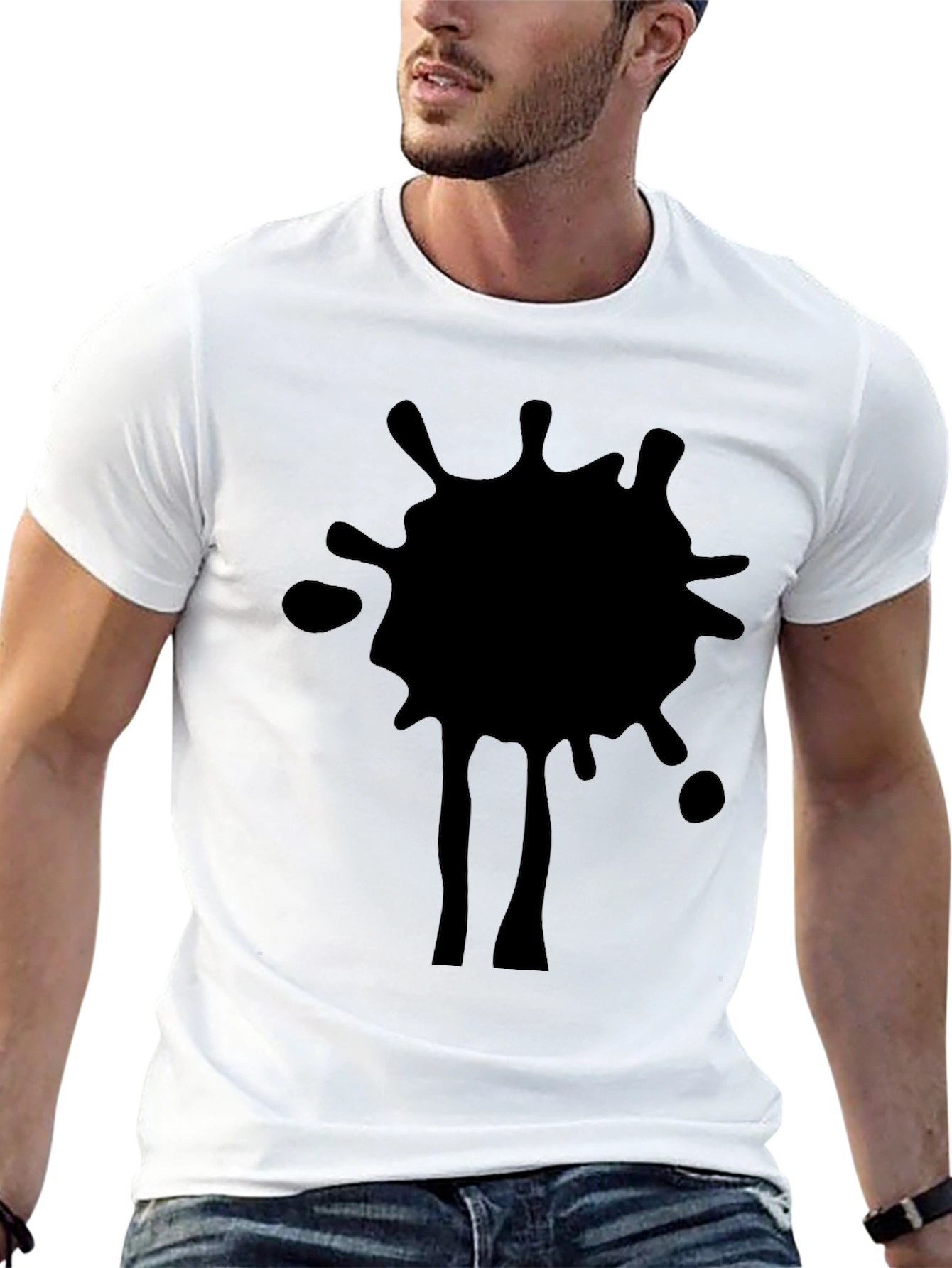 Abstract Splatter Graphic Tee - Black Cotton T-Shirt