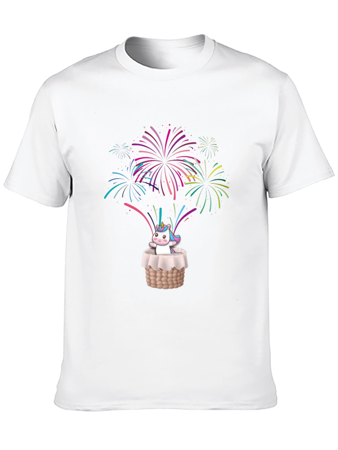 Unicorn in Basket Fireworks T-Shirt
