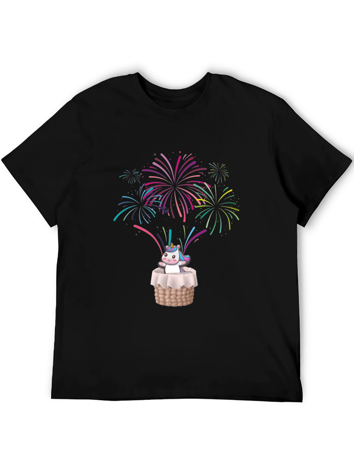 Unicorn in Basket Fireworks T-Shirt