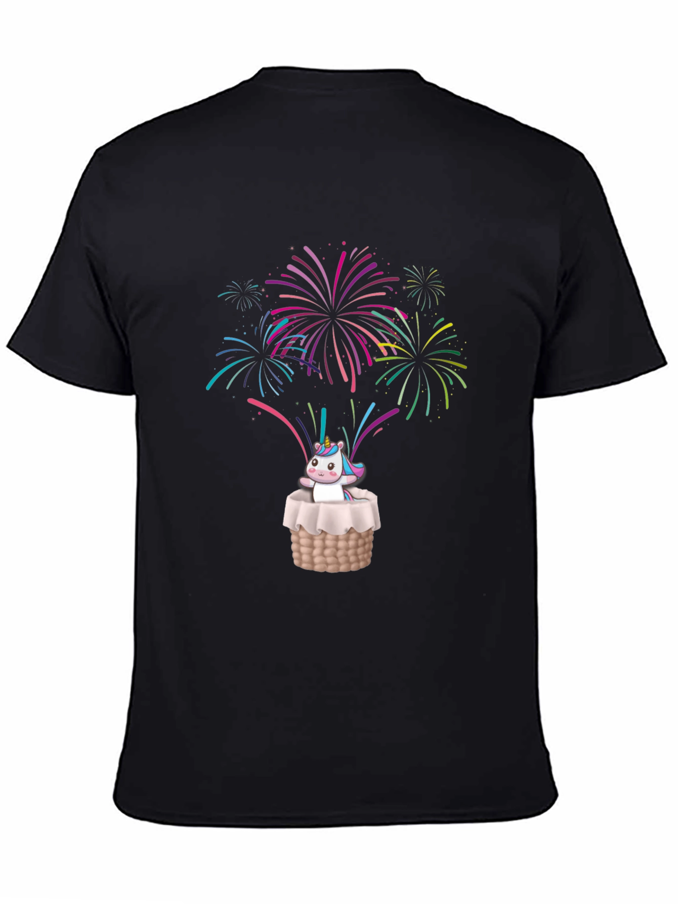 Unicorn in Basket Fireworks T-Shirt