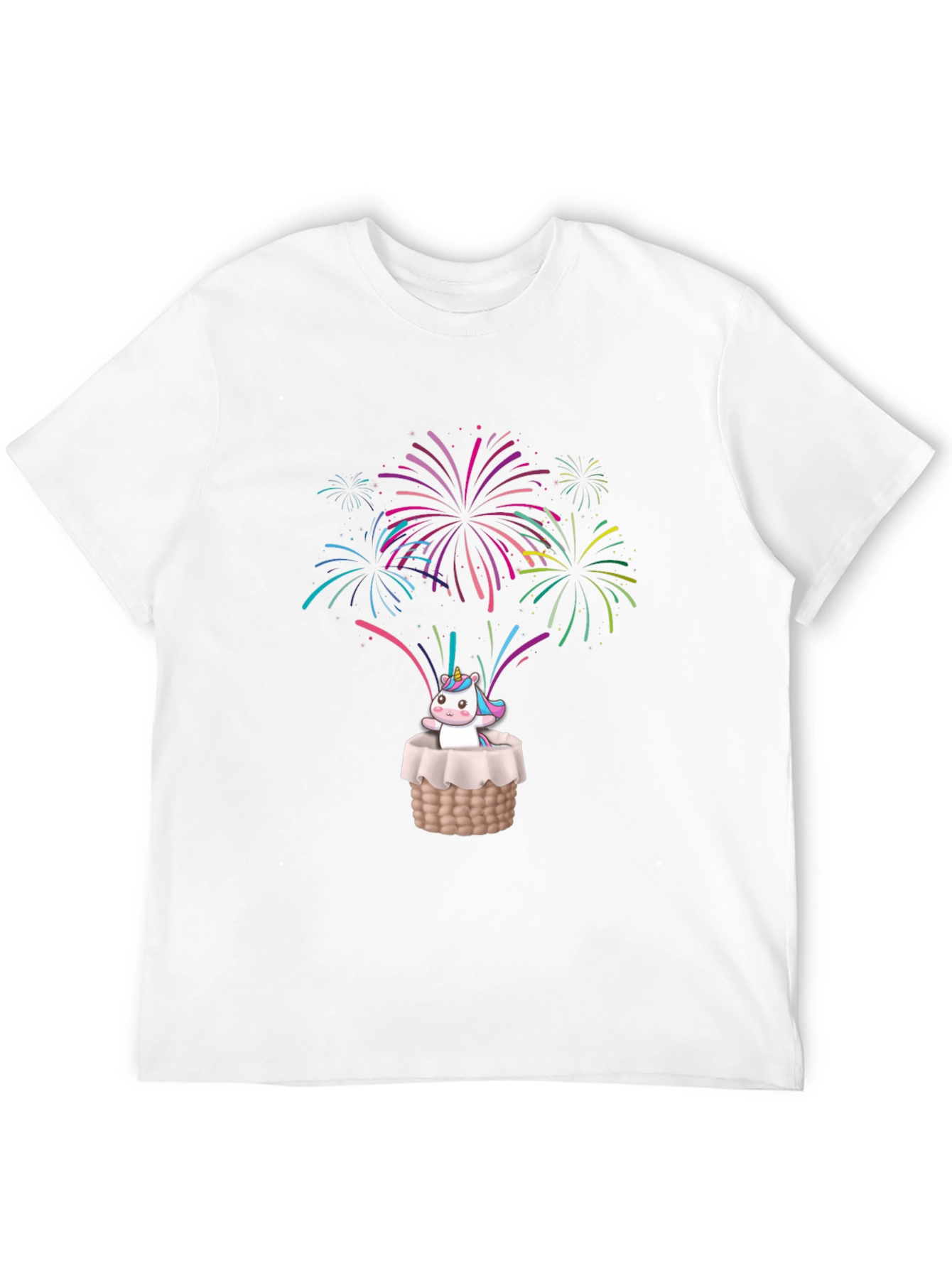 Unicorn in Basket Fireworks T-Shirt