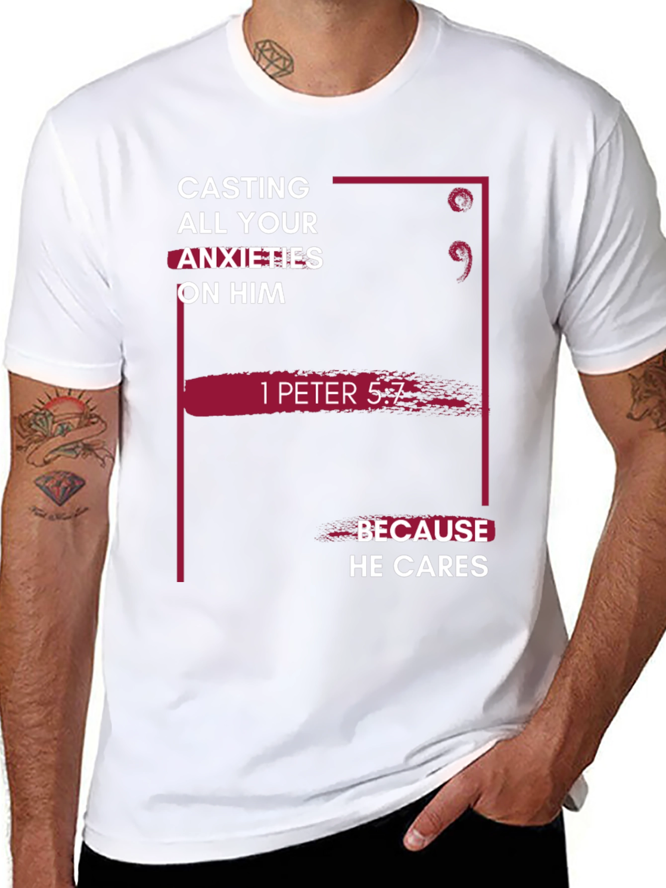 Faith-Based T-Shirt - 1 Peter 5:7 Bible Verse Tee