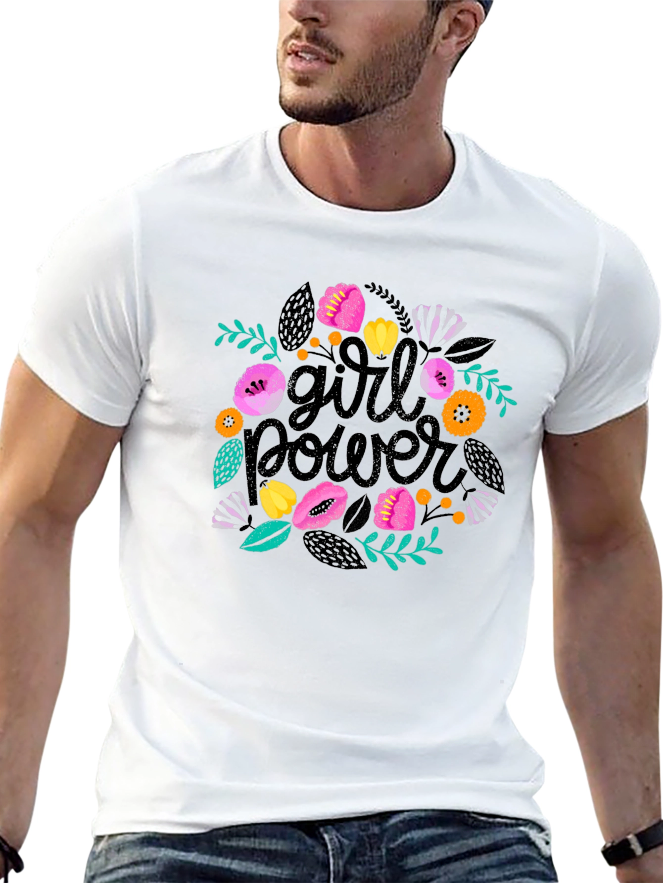 Girl Power Floral Tee - Empowering Womens T-Shirt