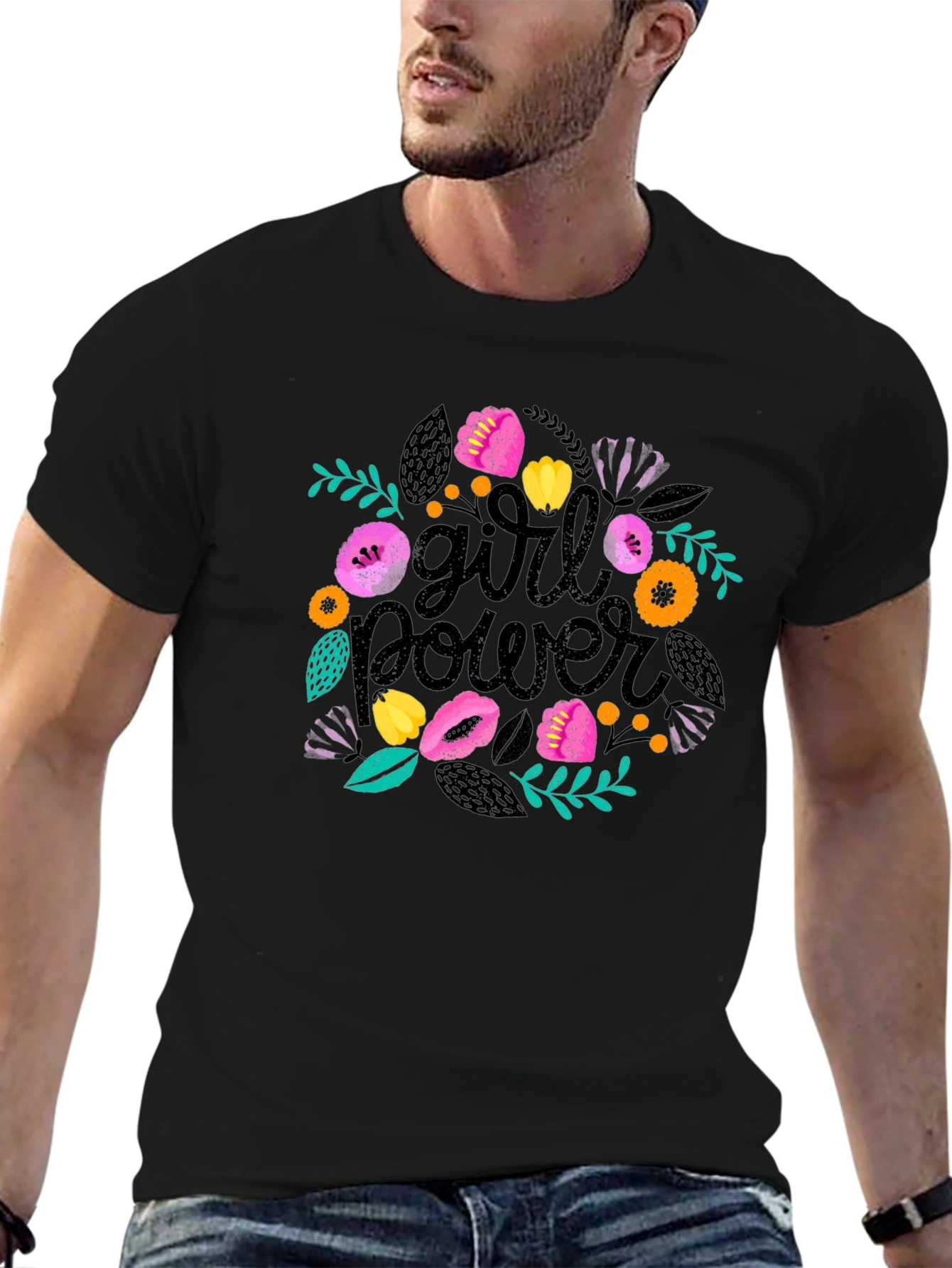 Girl Power Floral Tee - Empowering Womens T-Shirt