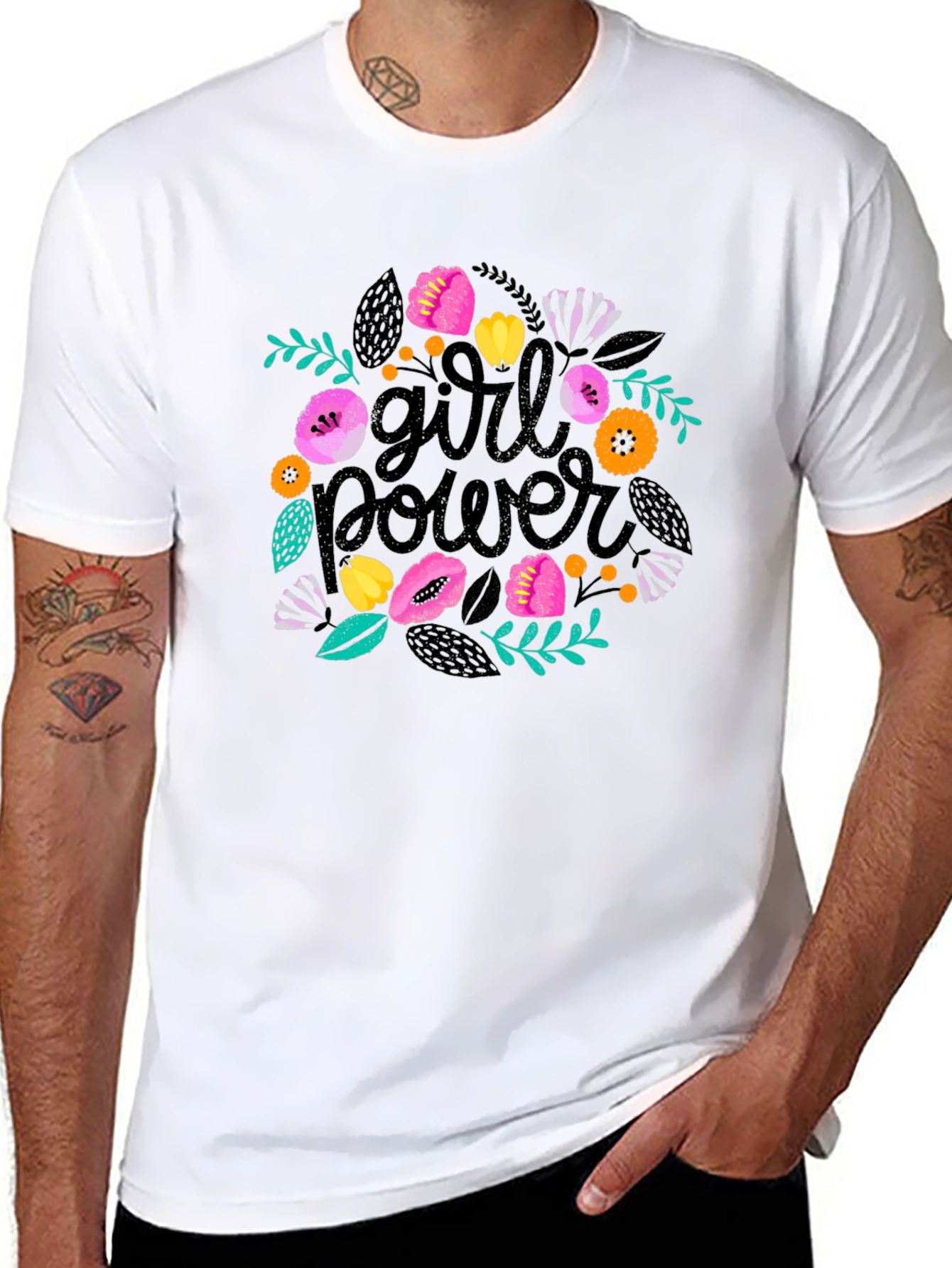 Girl Power Floral Tee - Empowering Womens T-Shirt