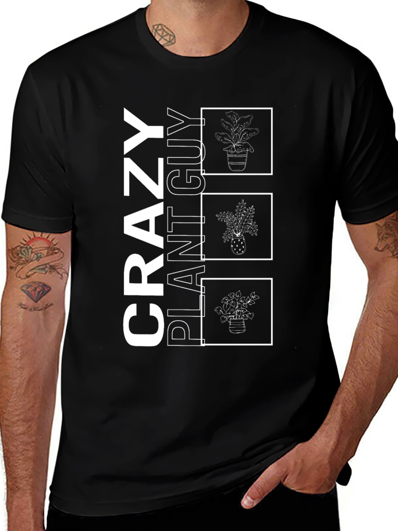 Crazy Plant Guy Black T-Shirt