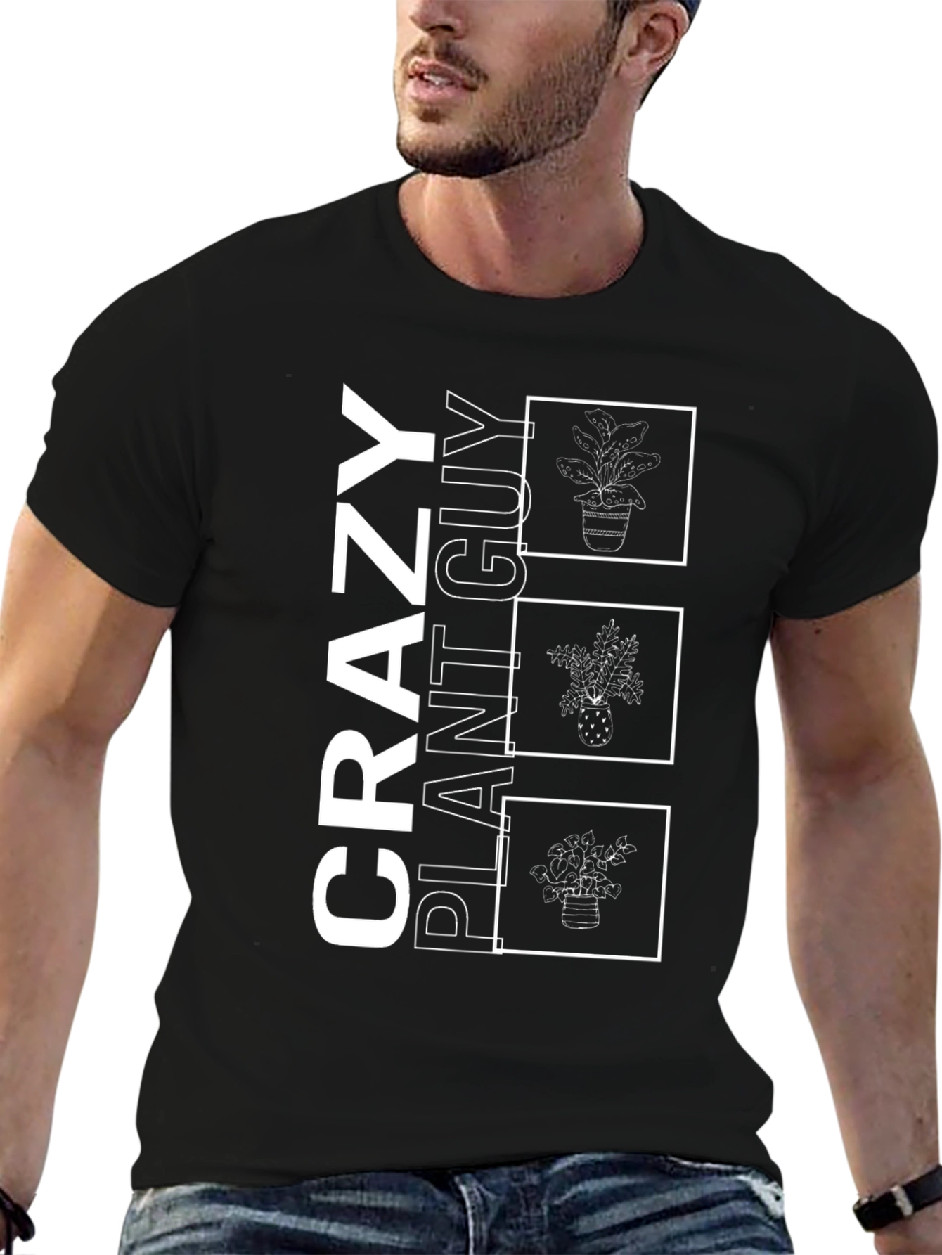 Crazy Plant Guy Black T-Shirt