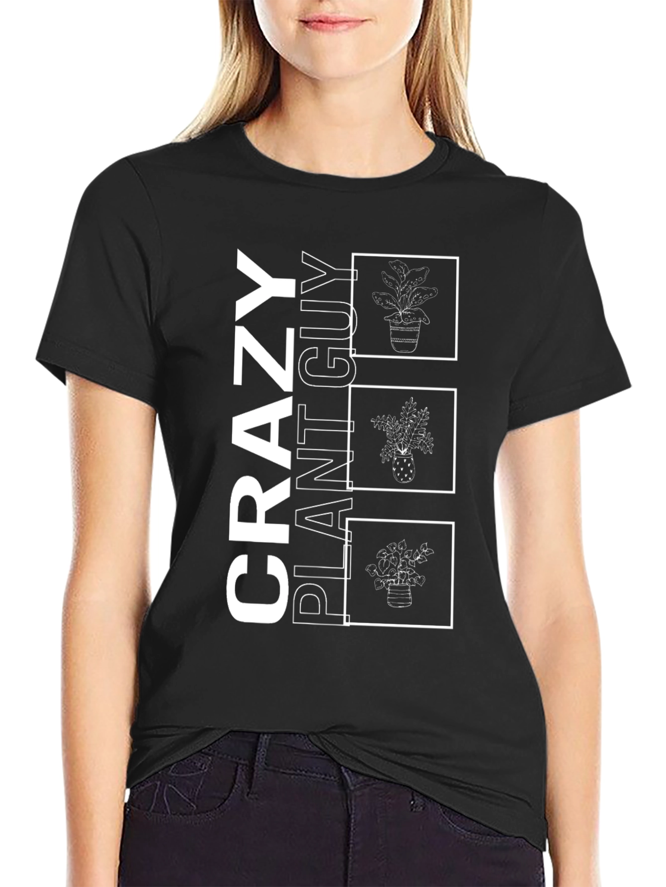 Crazy Plant Guy Black T-Shirt