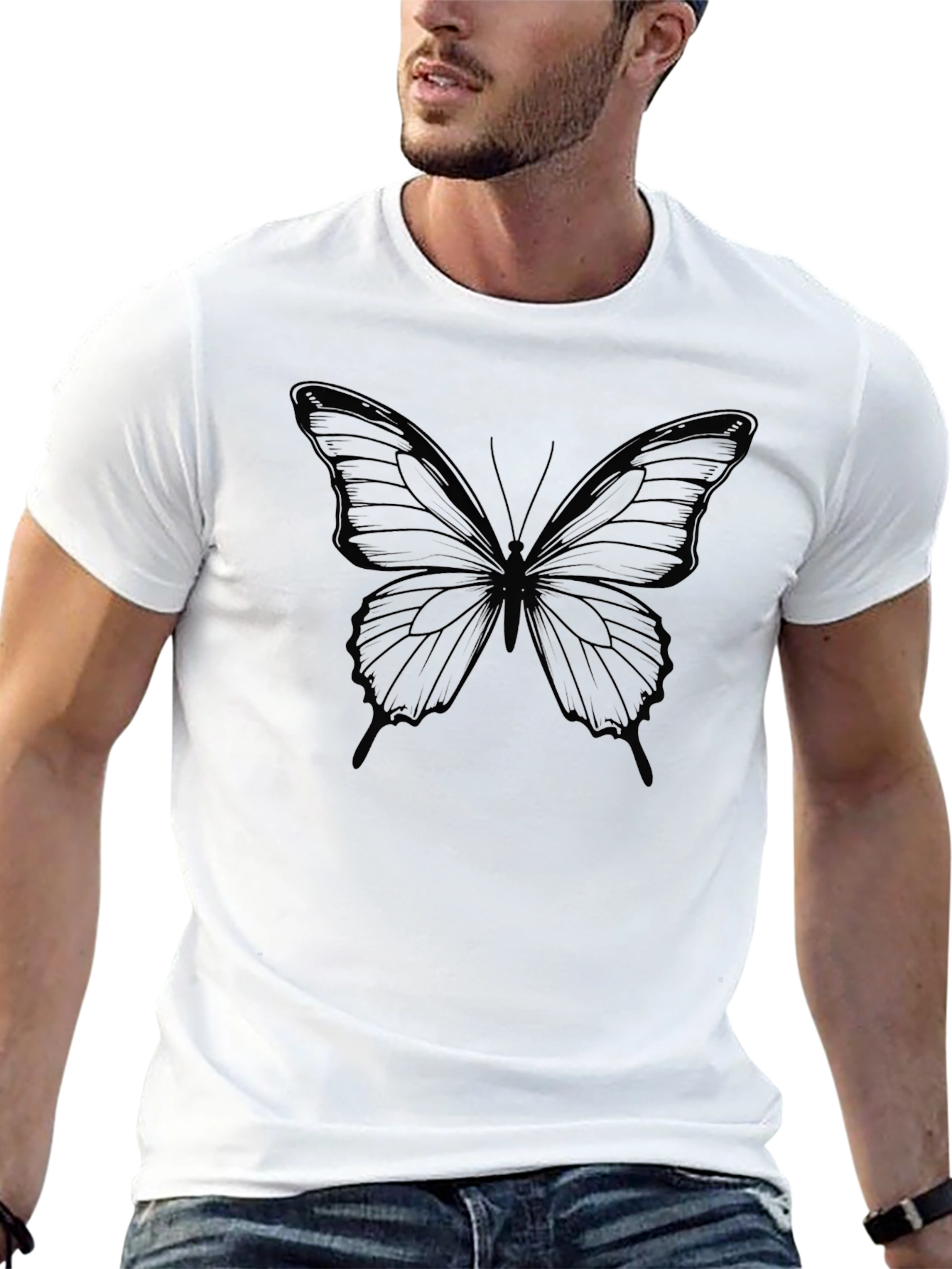 Butterfly Graphic Tee - Black Casual Comfort
