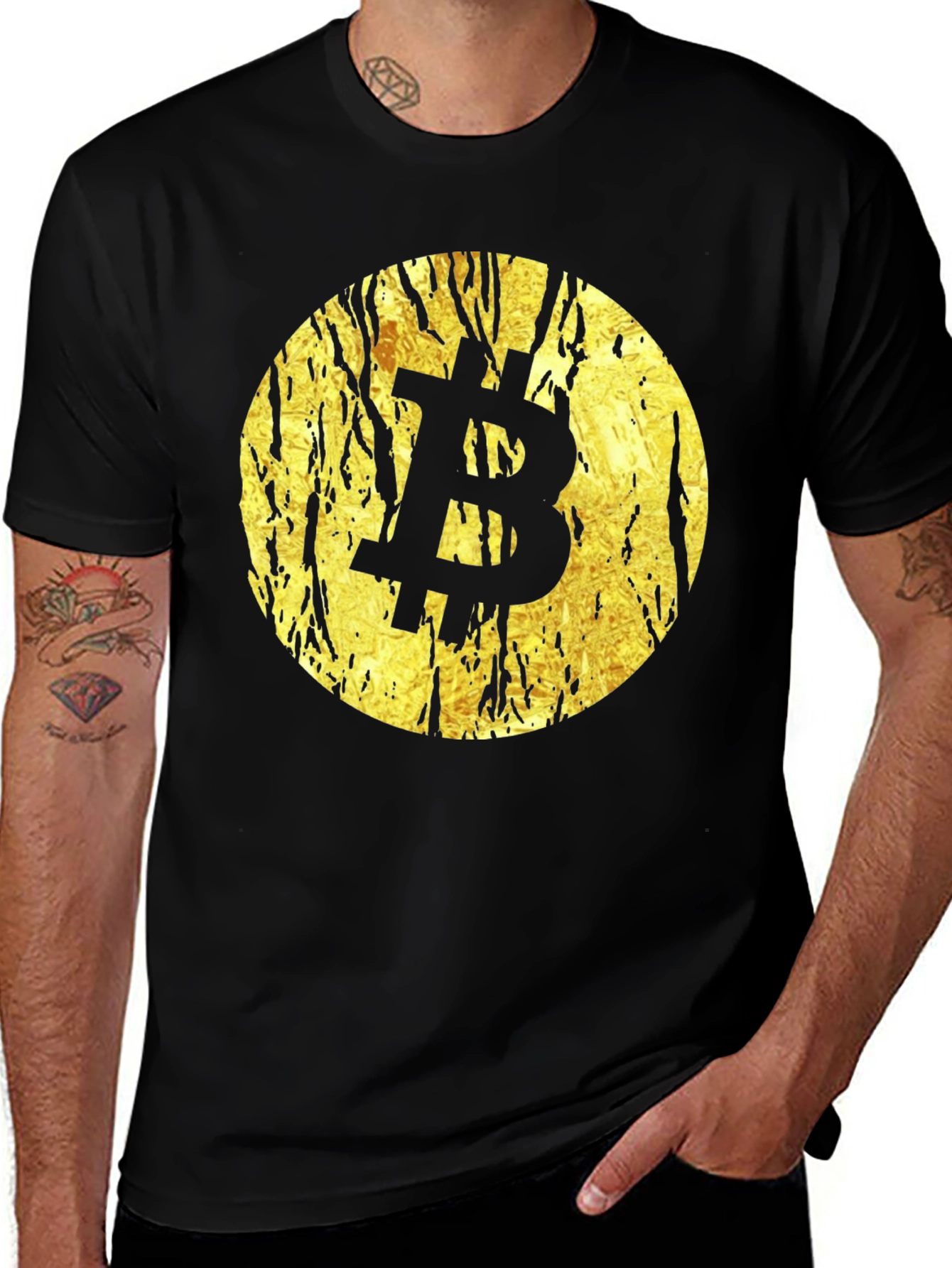 Bitcoin Gold Foil Graphic Black T-Shirt