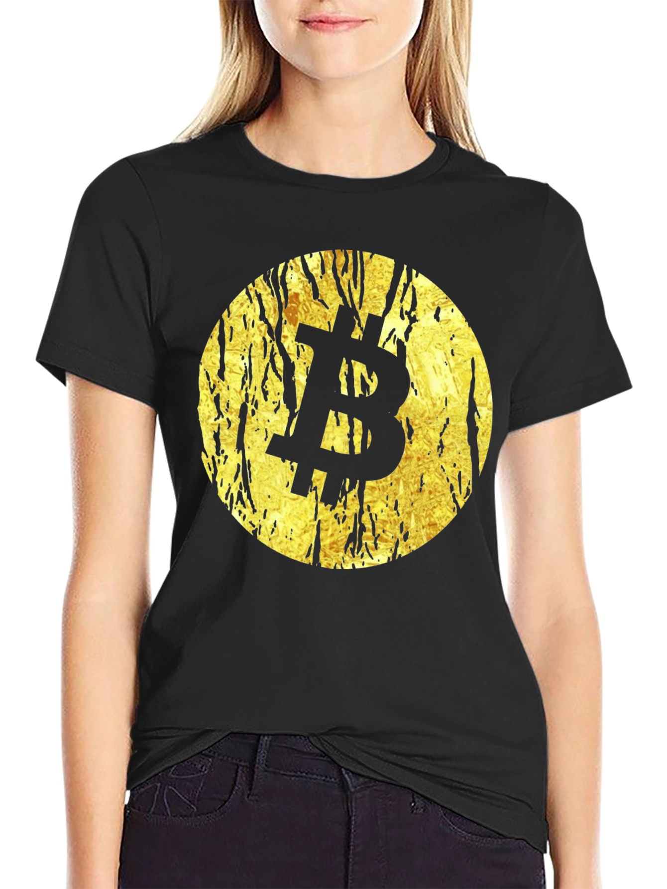 Bitcoin Gold Foil Graphic Black T-Shirt