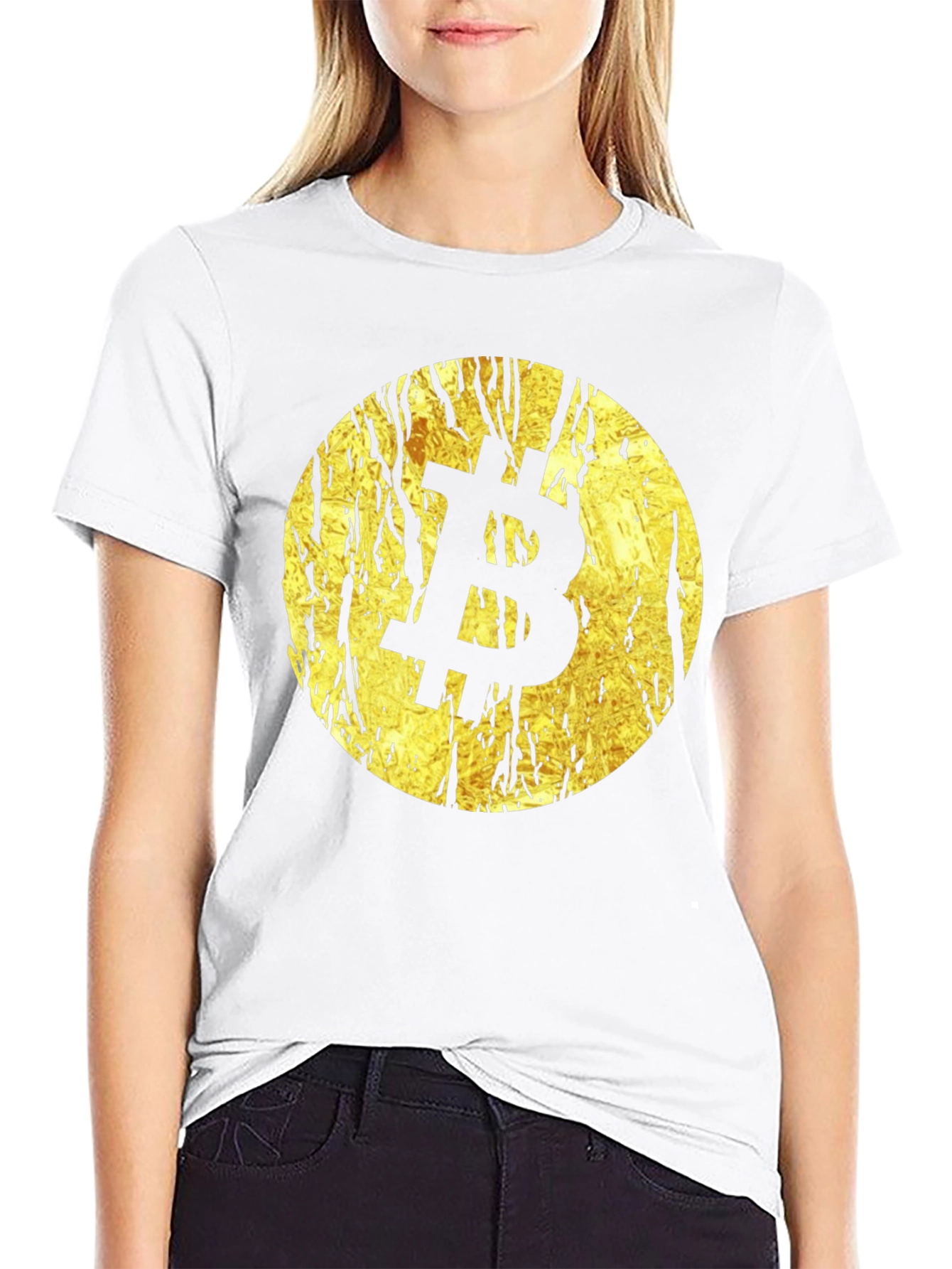 Bitcoin Gold Foil Graphic Black T-Shirt