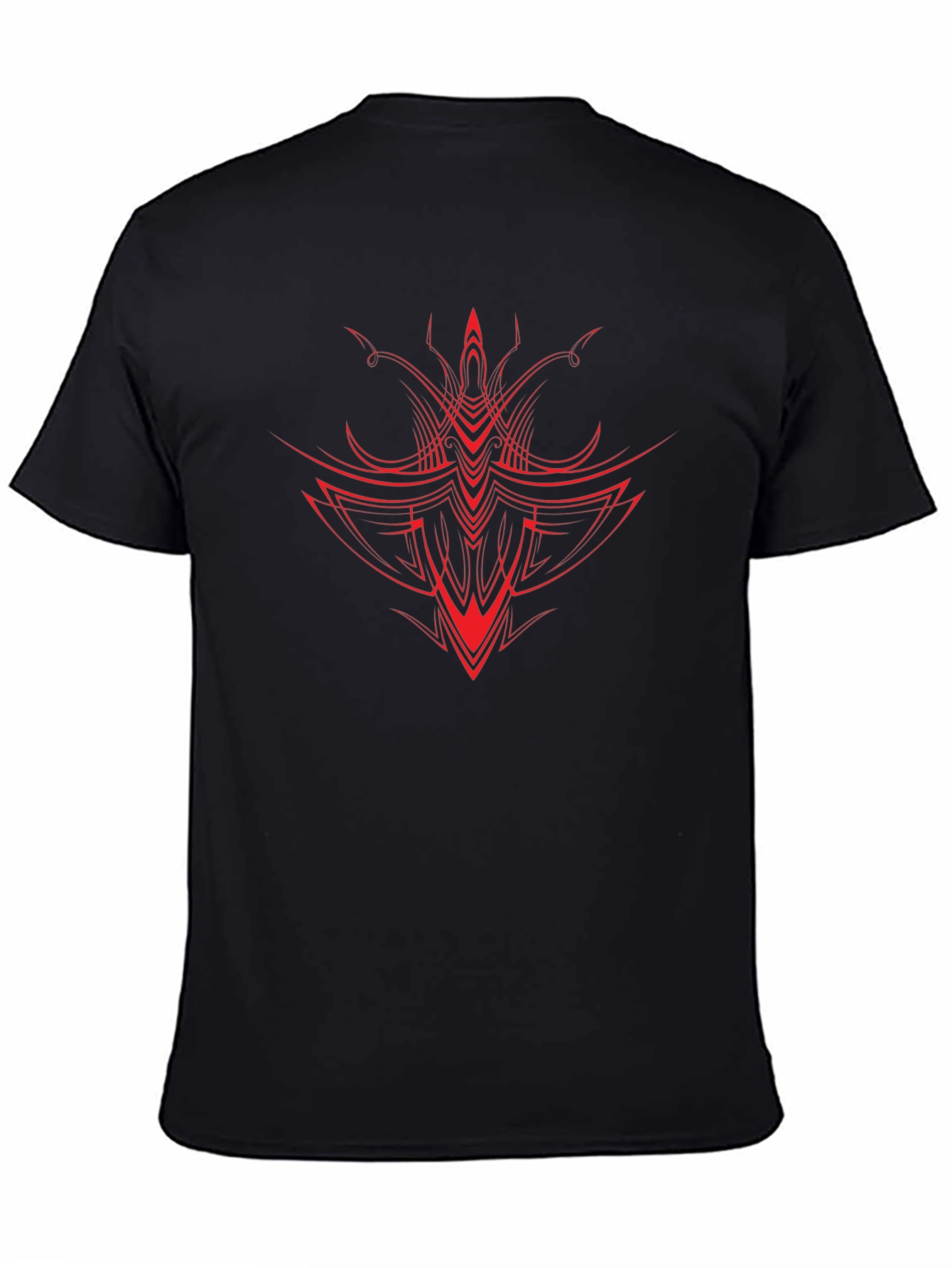 Mens Black T-shirt with Red Pinstripe Design