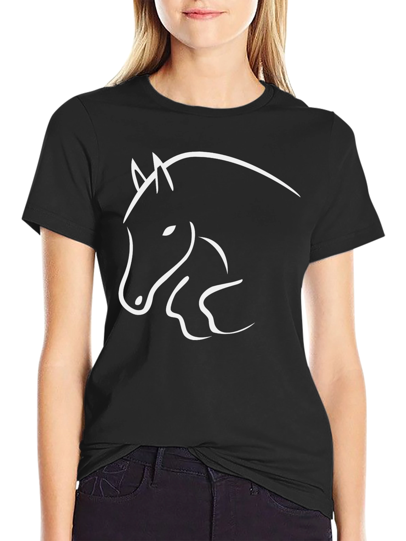 Horse Graphic Tee - Black Casual Shirt