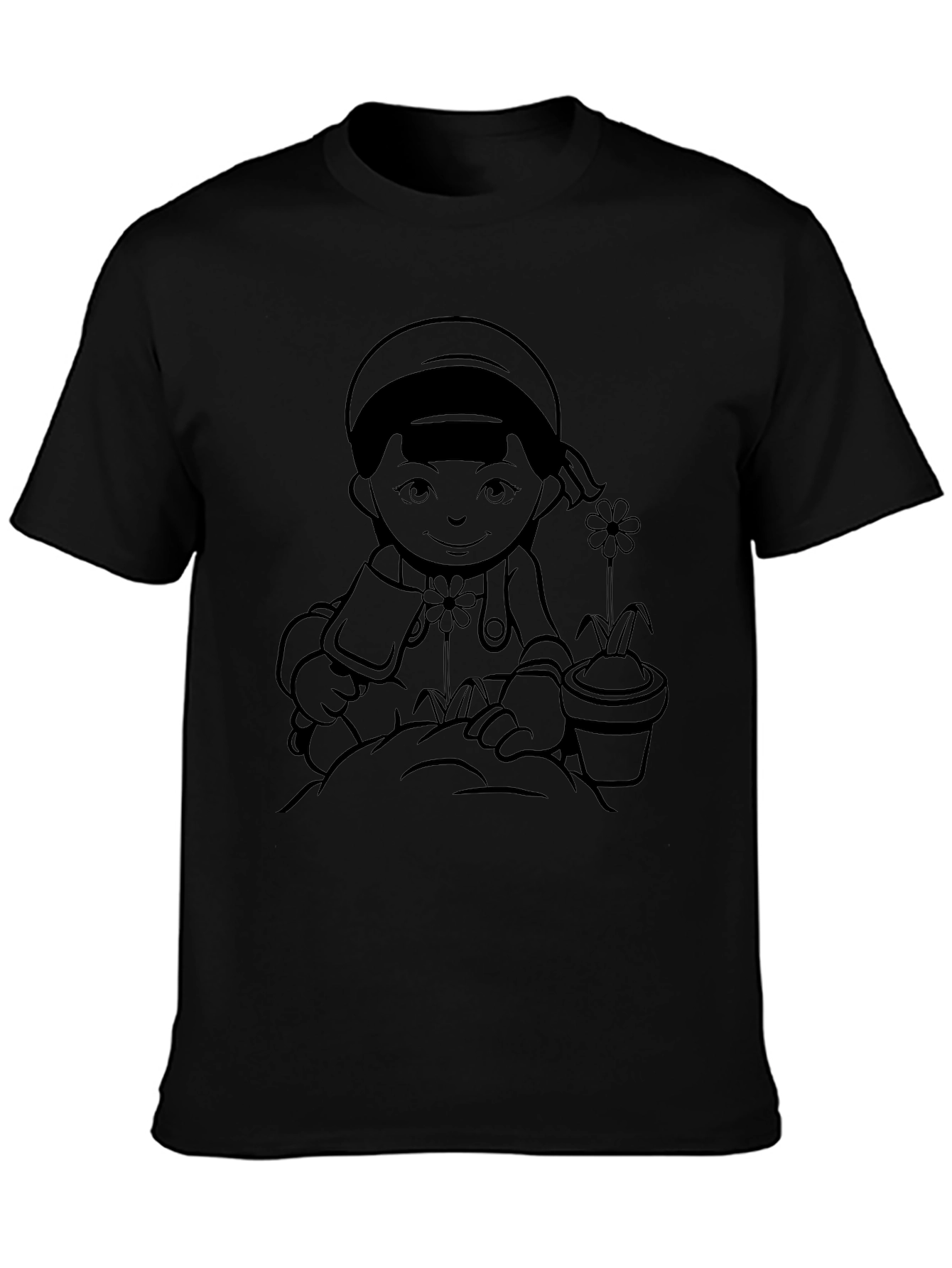 Gardener Girl Black T-Shirt