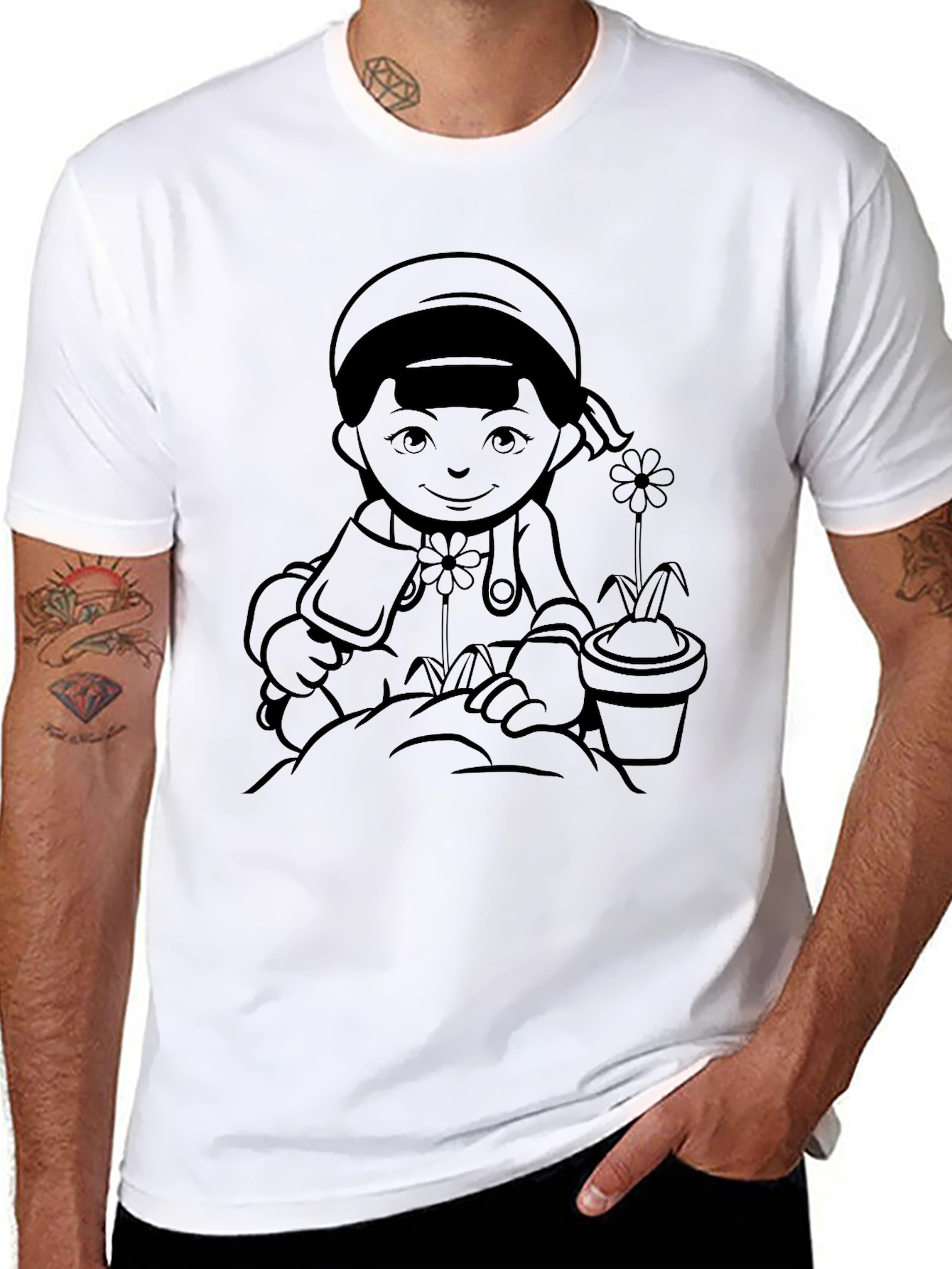 Gardener Girl Black T-Shirt