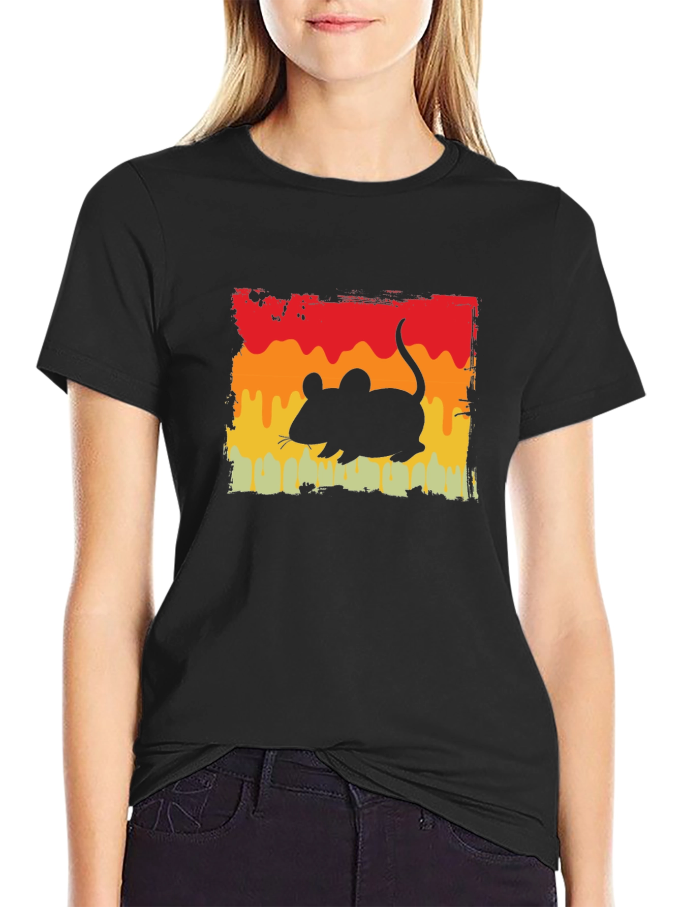 Retro Mouse Graphic T-Shirt - Black Cotton Tee