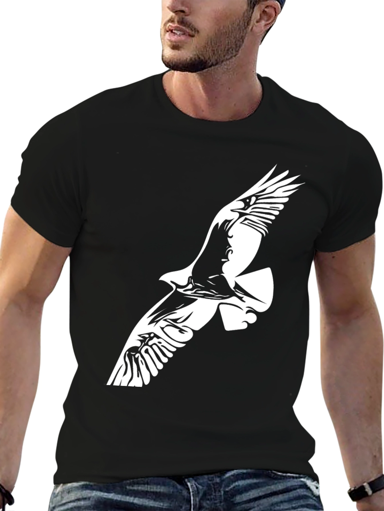 Eagle Graphic Tee - Black Cotton Blend