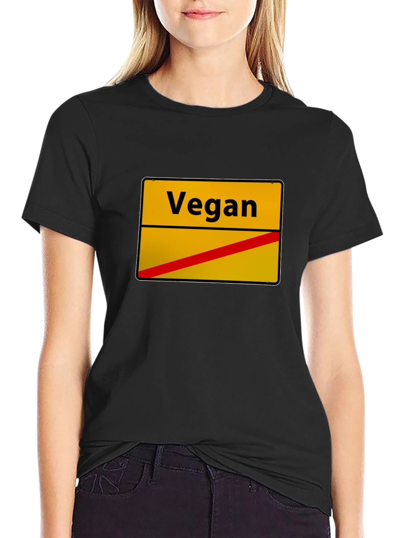 Vegan Street Sign Black T-Shirt - Unisex