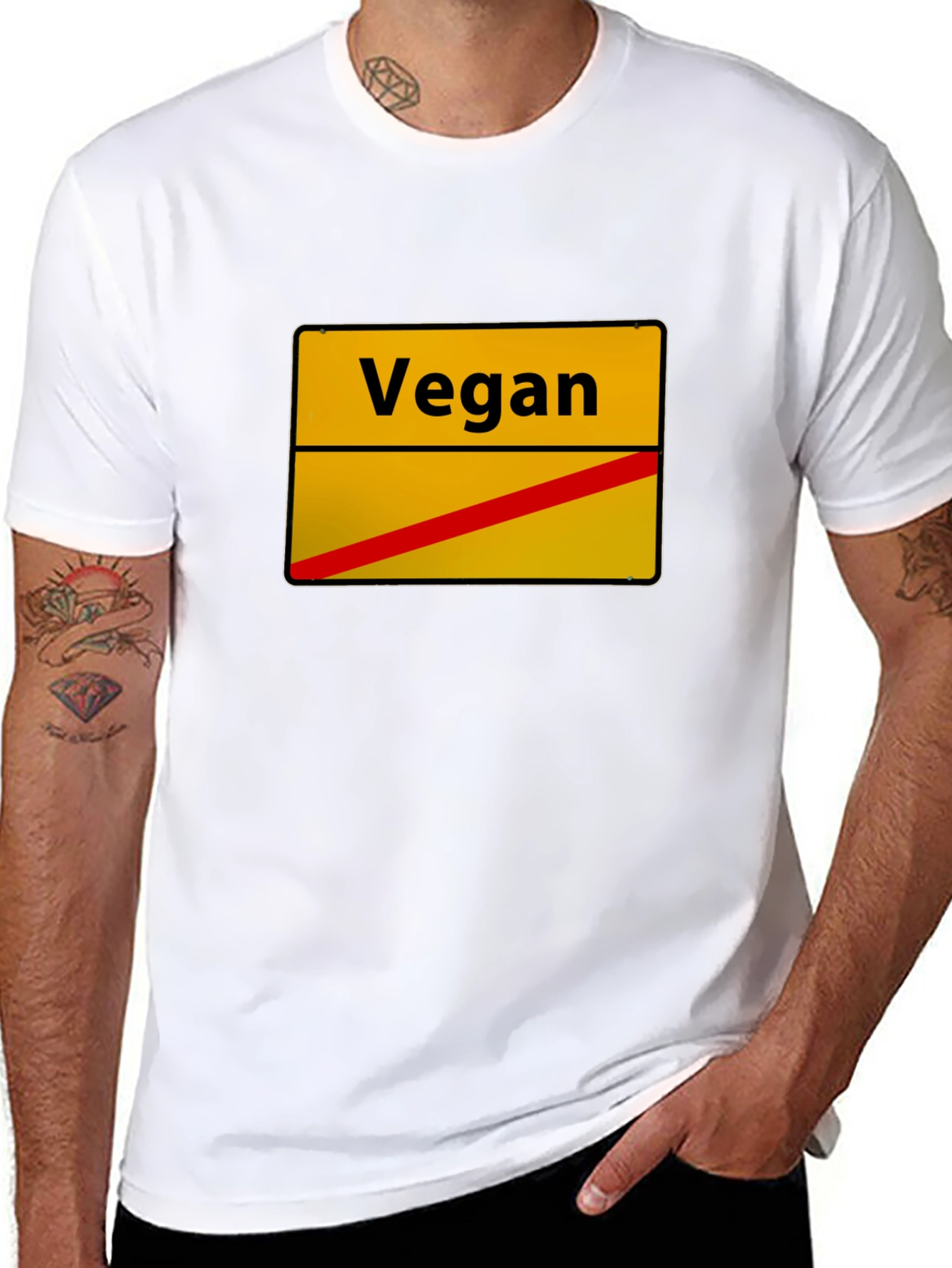 Vegan Street Sign Black T-Shirt - Unisex