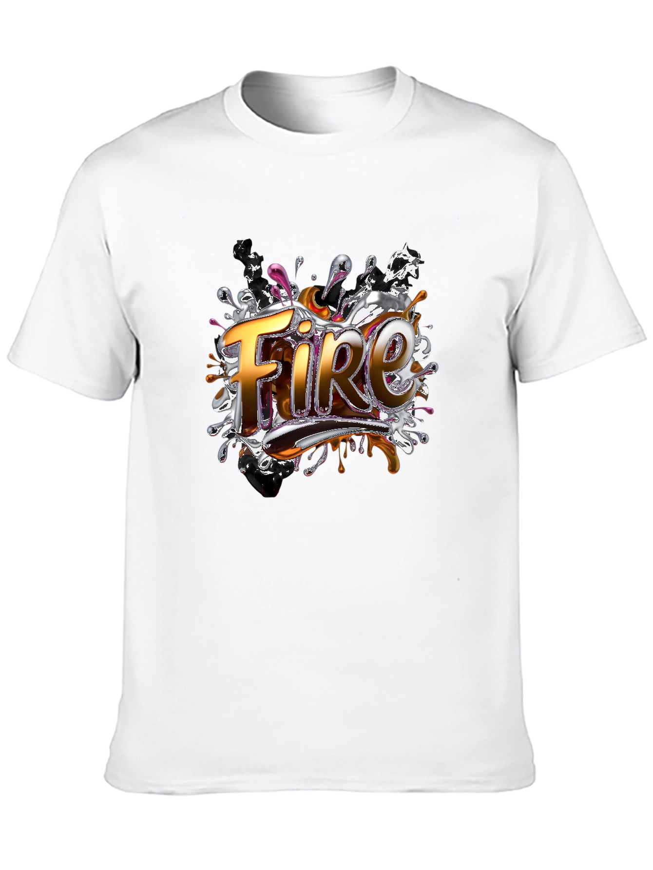 Fire Graphic Print Black T-Shirt