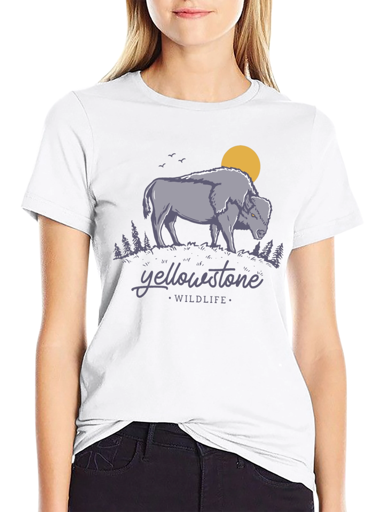 Yellowstone Wildlife Graphic Tee - Bison Design