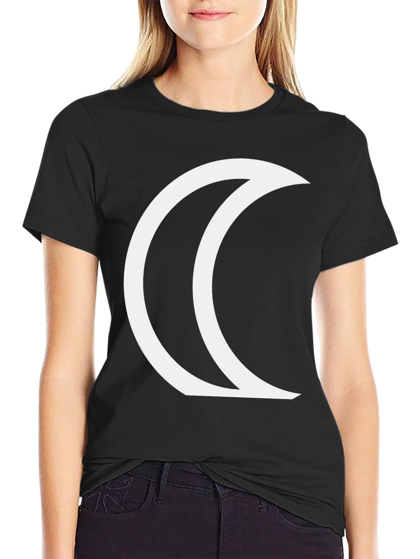 Crescent Moon Graphic Black T-Shirt