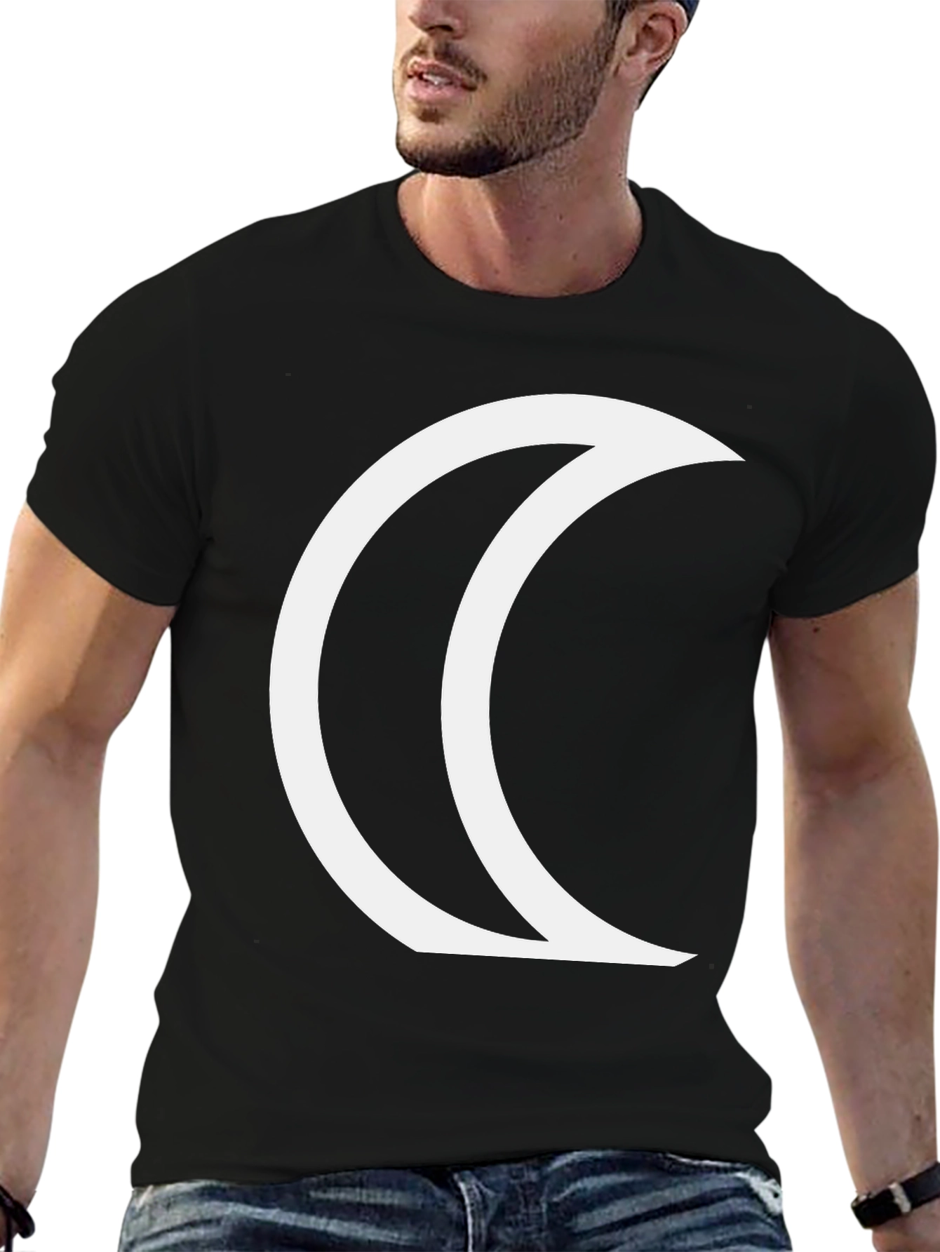 Crescent Moon Graphic Black T-Shirt