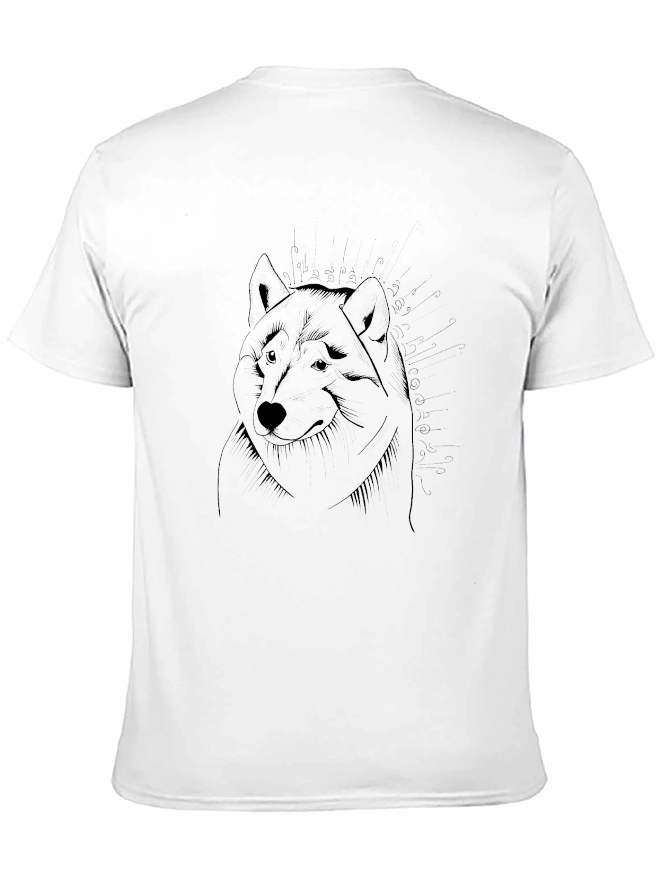 Black T-Shirt with Wolf Graphic
