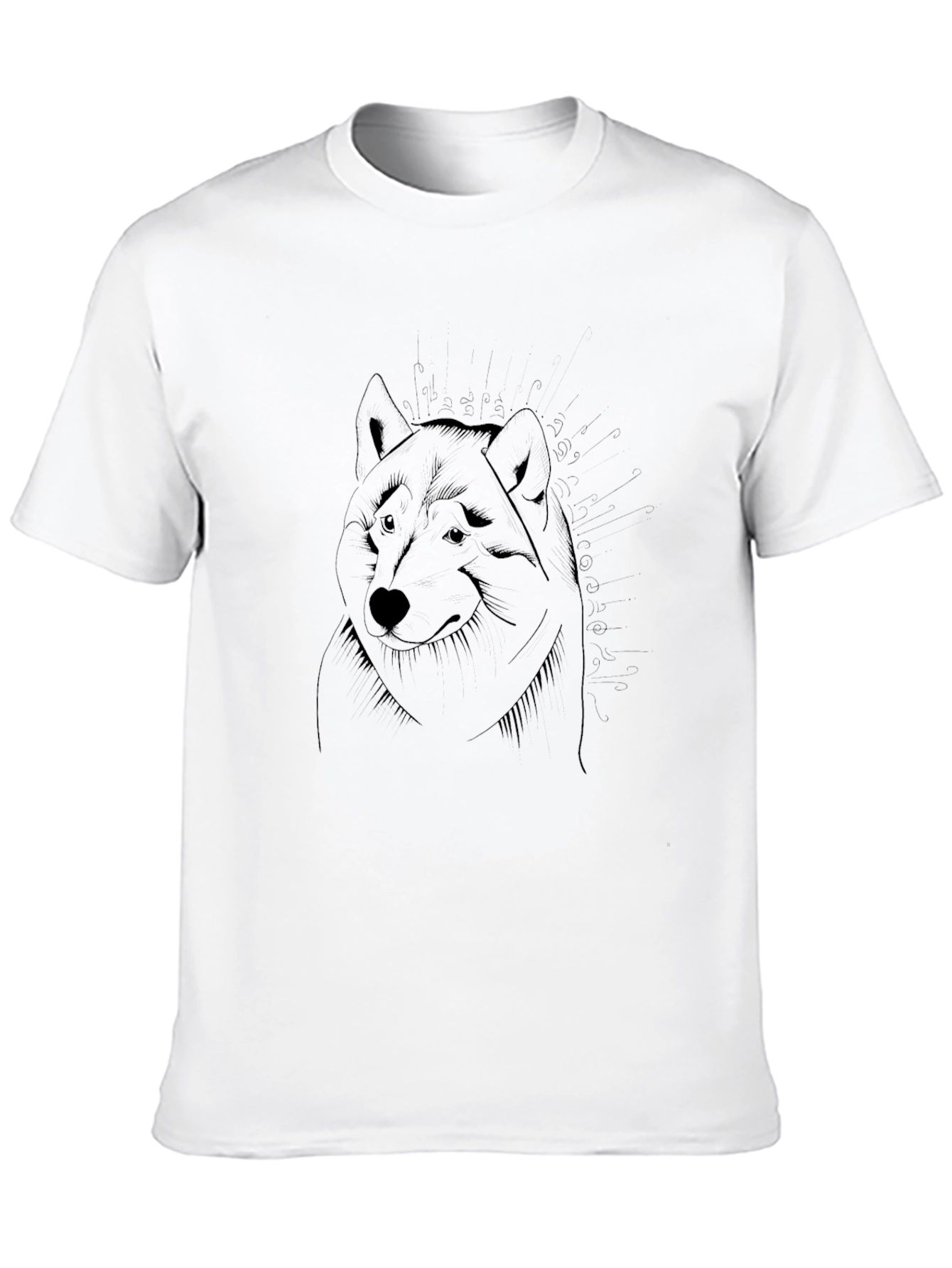 Black T-Shirt with Wolf Graphic
