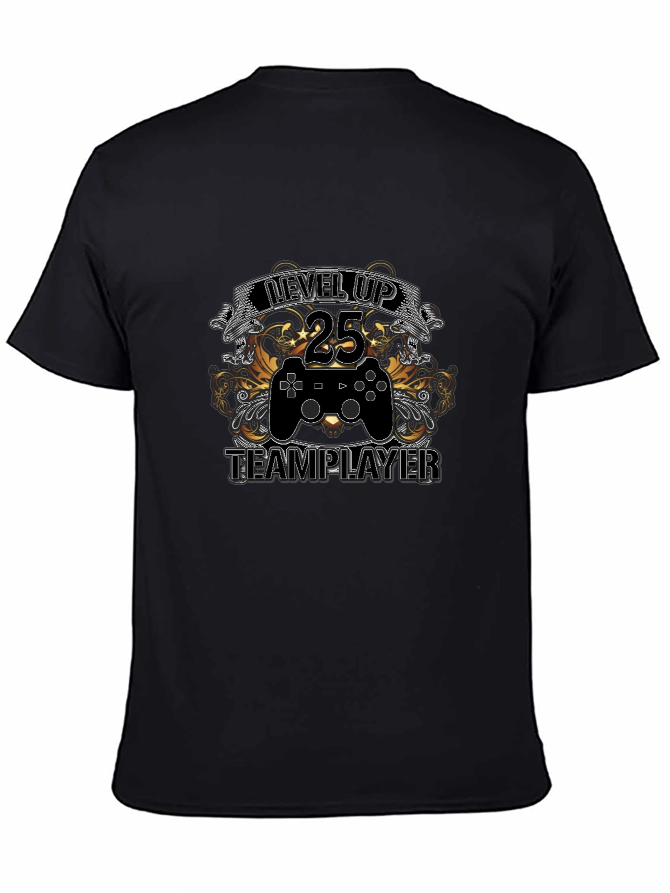 Level Up 25 Team Player Black Graphic Tee