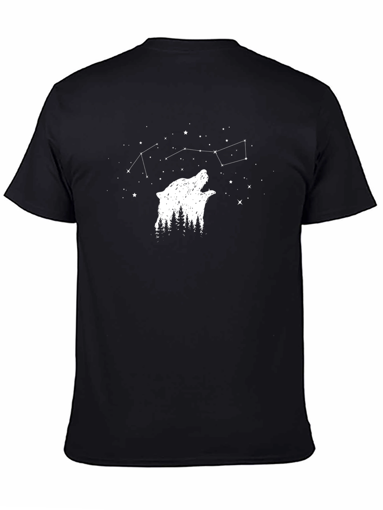 Nature Wolf Constellation Graphic Tee - Black