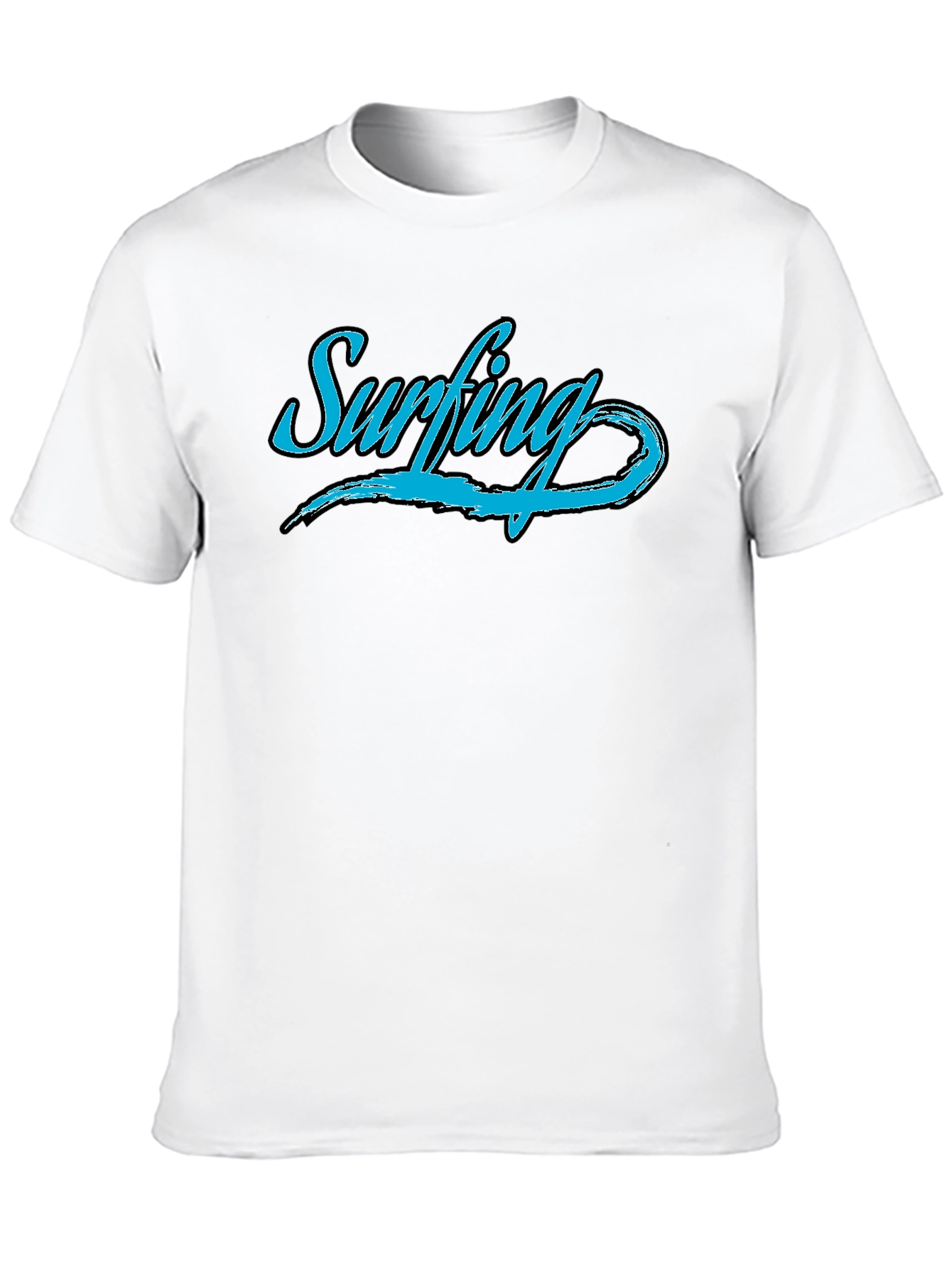 Mens Black Surfing Graphic T-Shirt