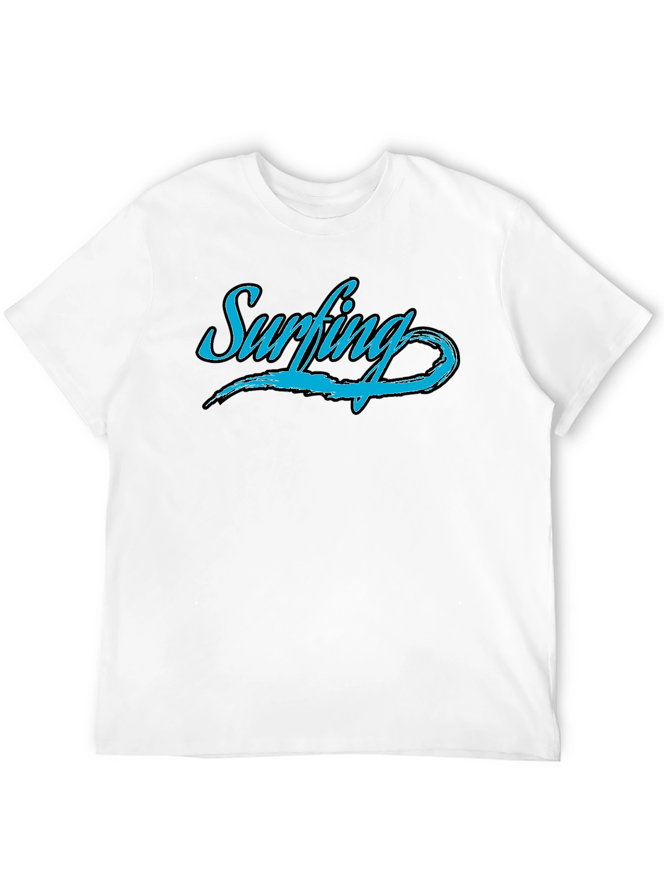 Mens Black Surfing Graphic T-Shirt