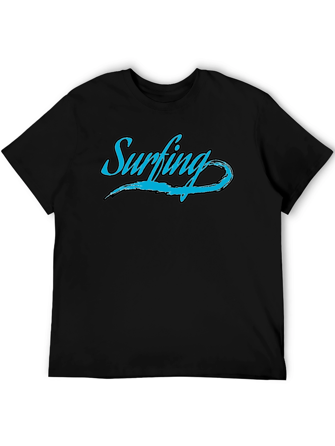 Mens Black Surfing Graphic T-Shirt