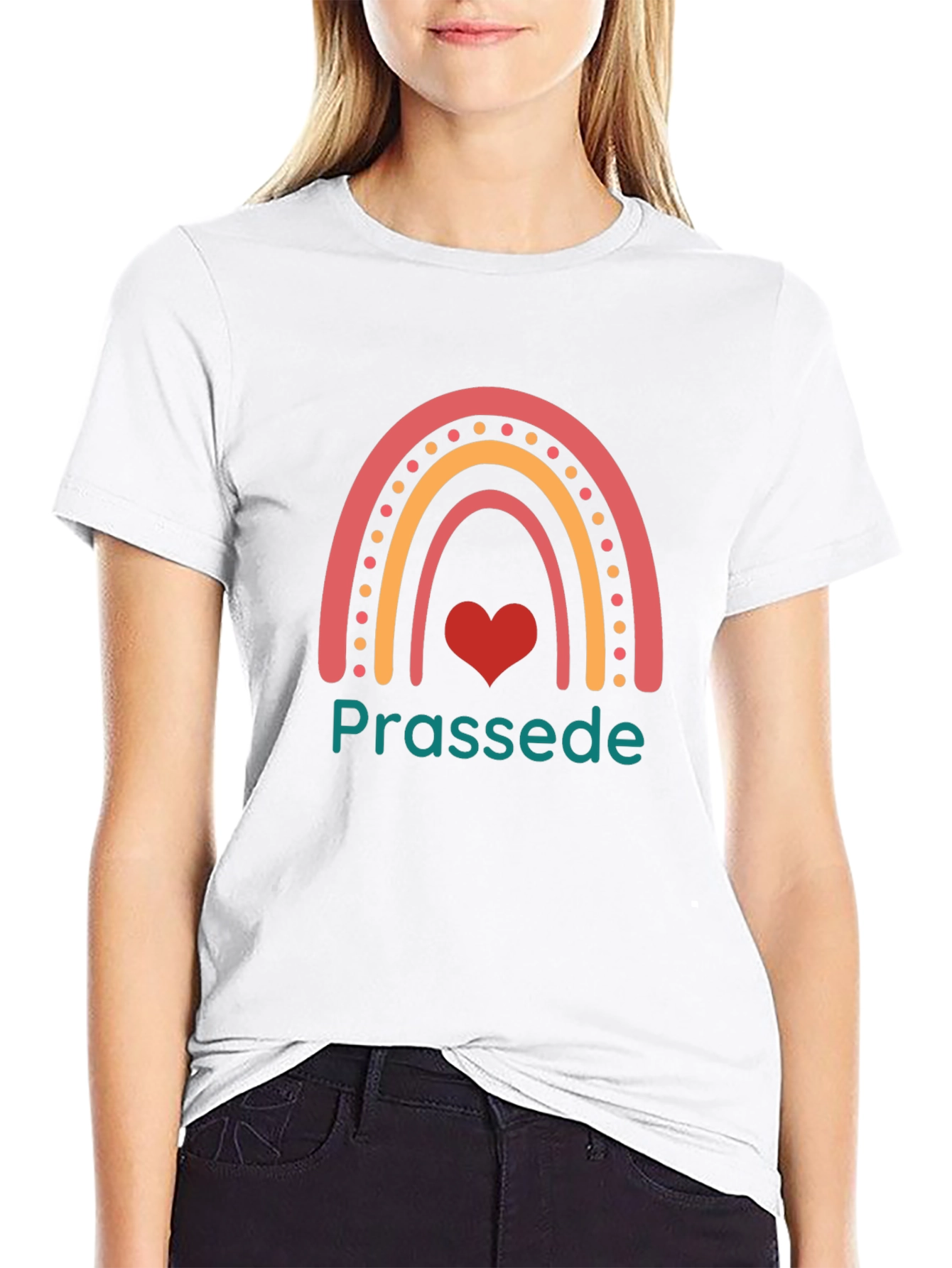 Prassede Rainbow Heart Graphic Tee - Black Cotton Blend