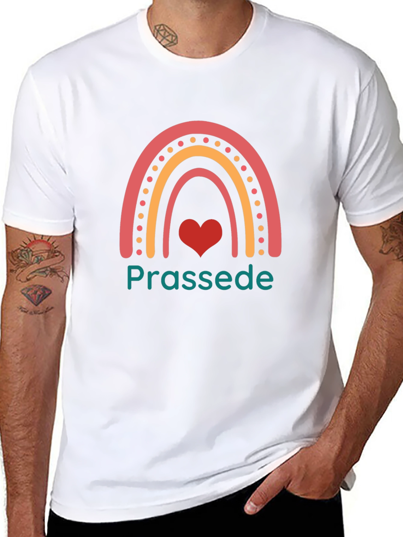 Prassede Rainbow Heart Graphic Tee - Black Cotton Blend