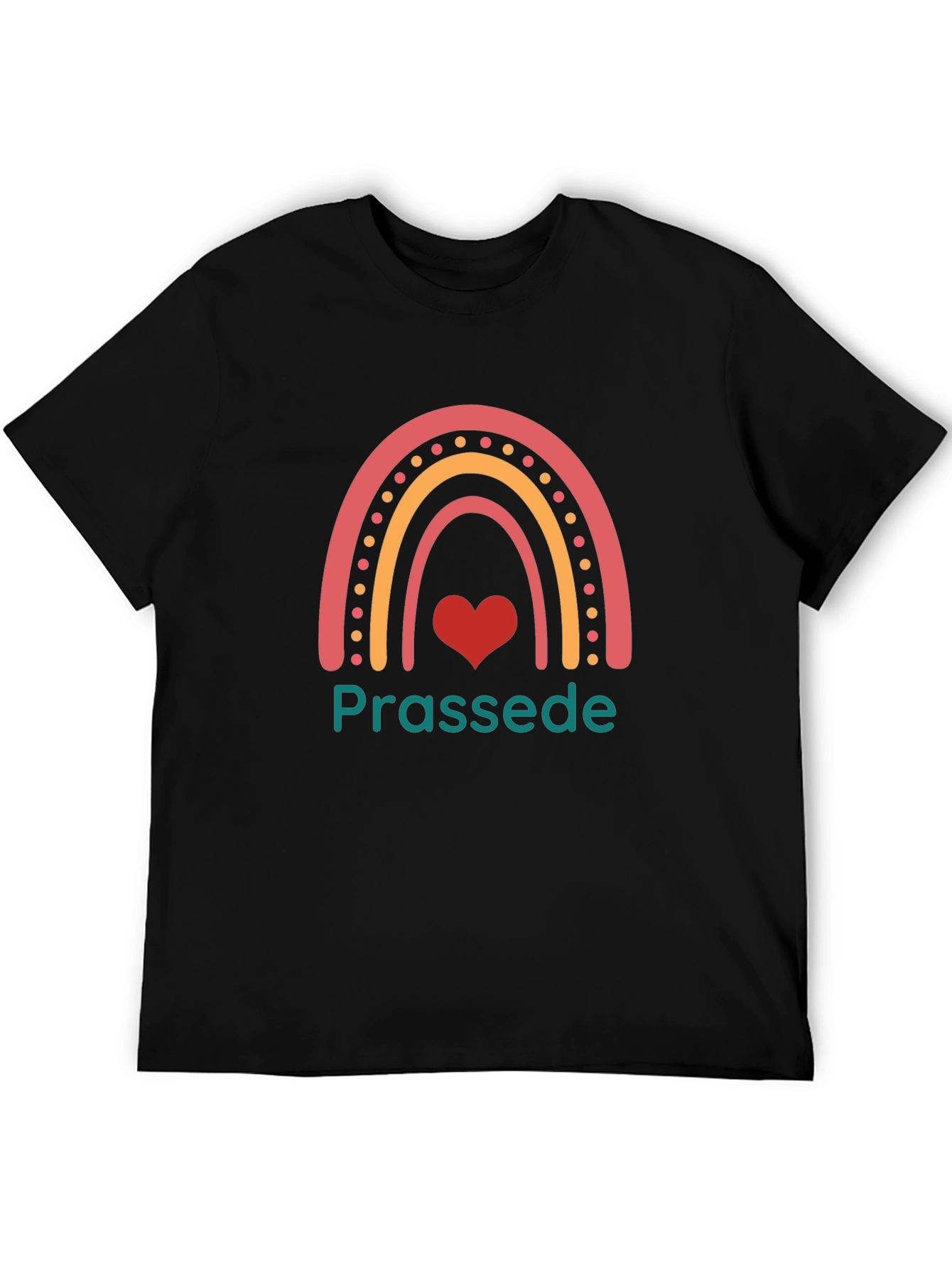 Prassede Rainbow Heart Graphic Tee - Black Cotton Blend