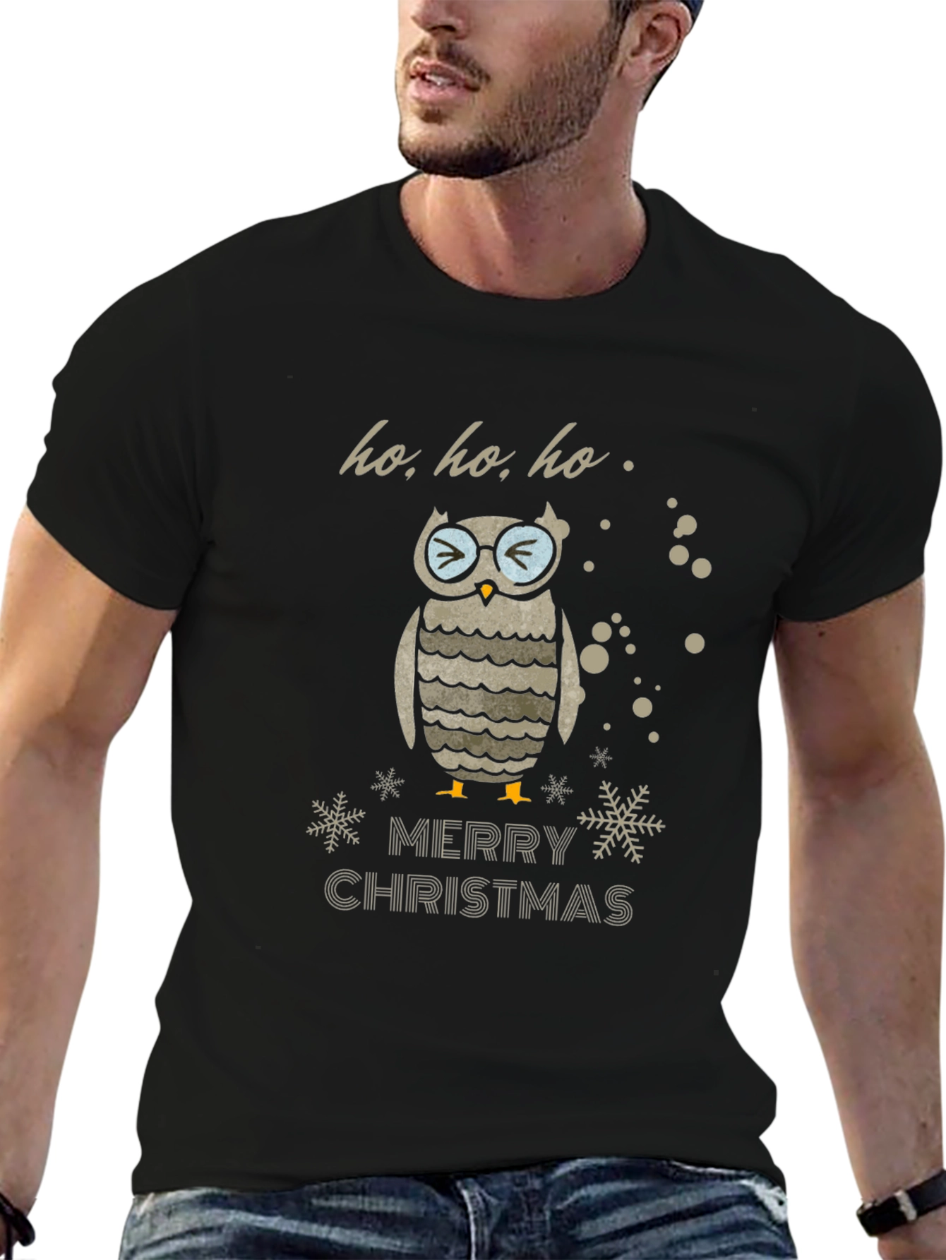 Owl Merry Christmas Graphic T-Shirt