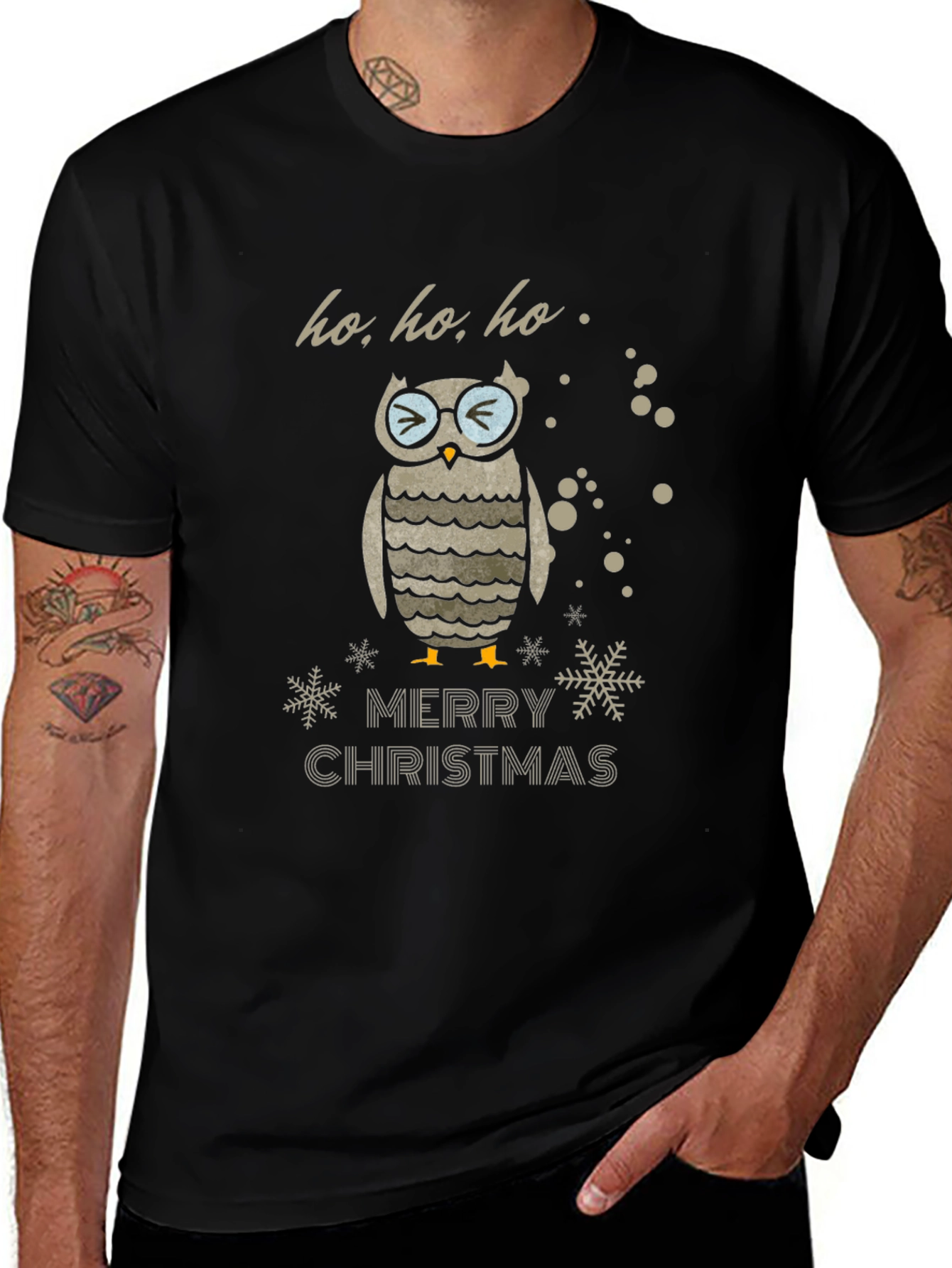 Owl Merry Christmas Graphic T-Shirt