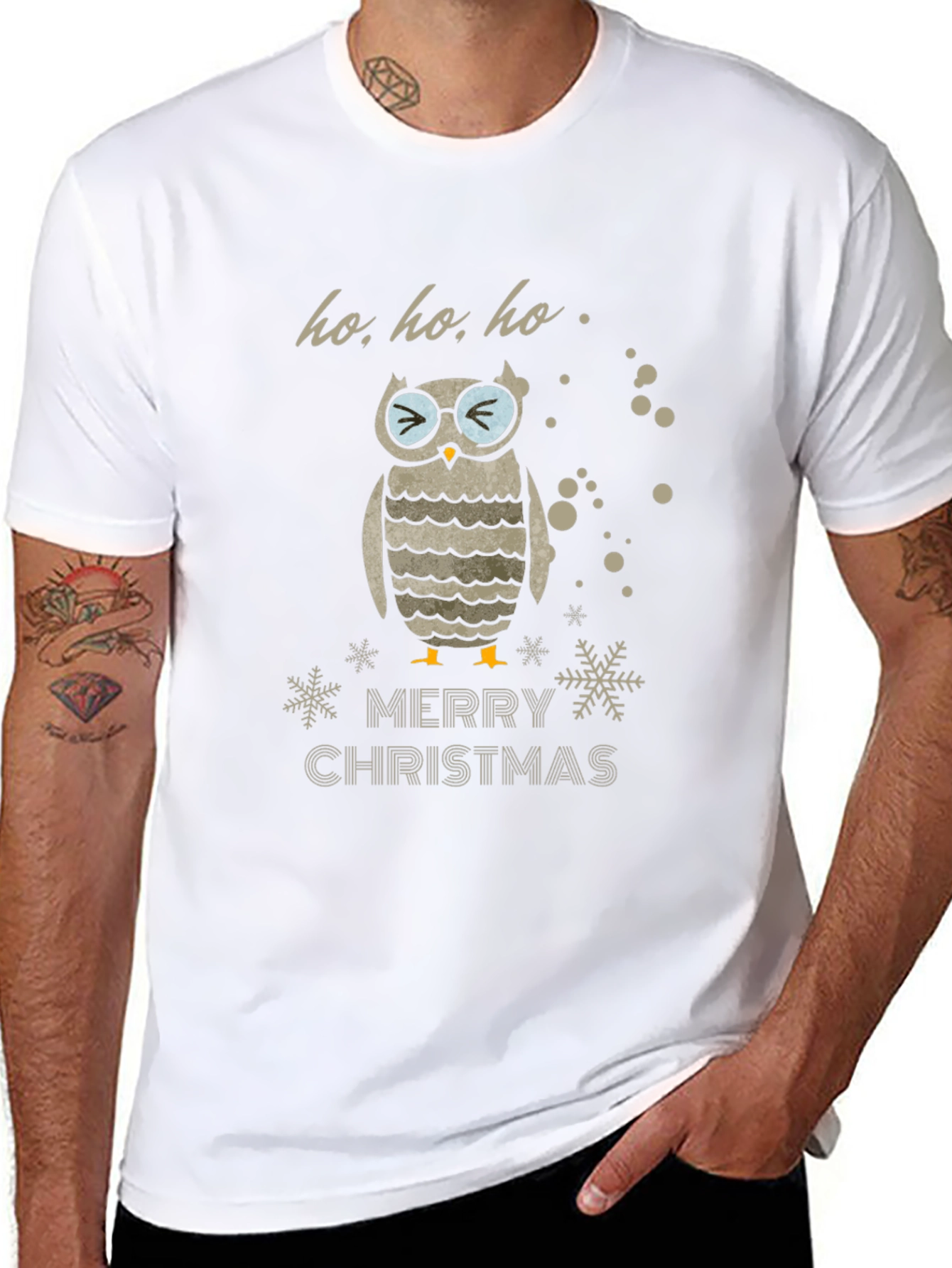 Owl Merry Christmas Graphic T-Shirt